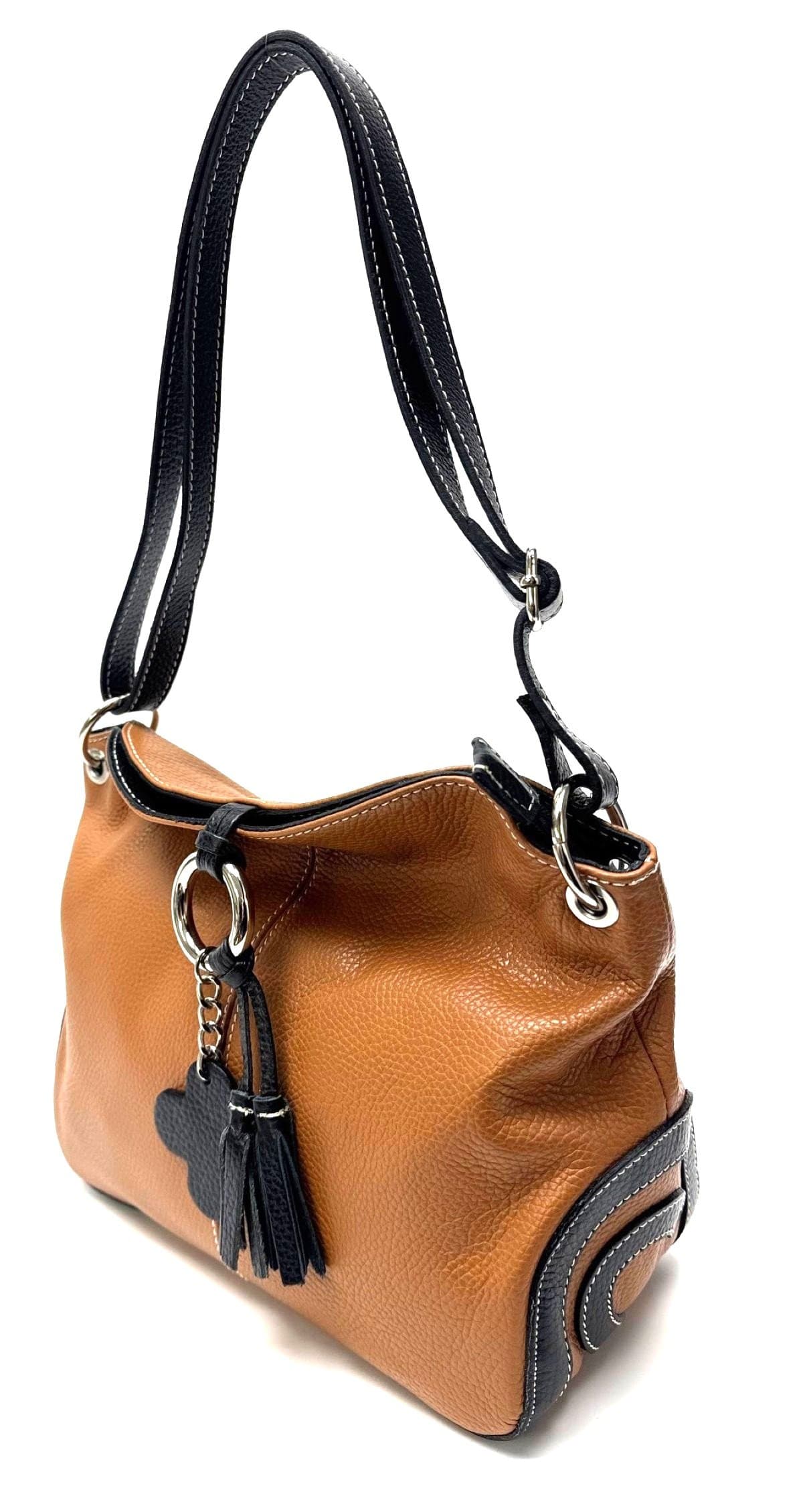 Borsa donna in vera pelle CHIAROSCURO mod. BETTA colore MIELE, Made in Italy