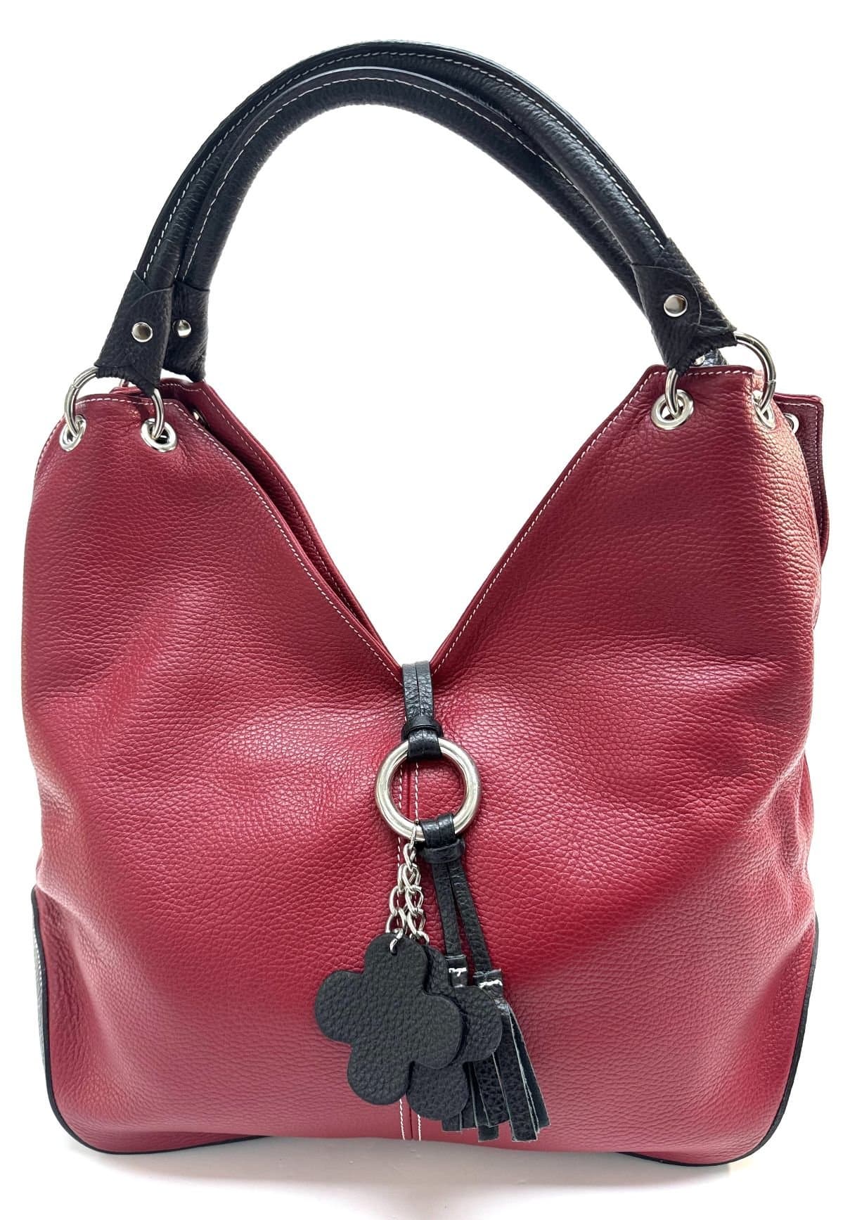 Borsa donna in vera pelle CHIAROSCURO mod. BONELLA big, colore ROSSO, Made in Italy