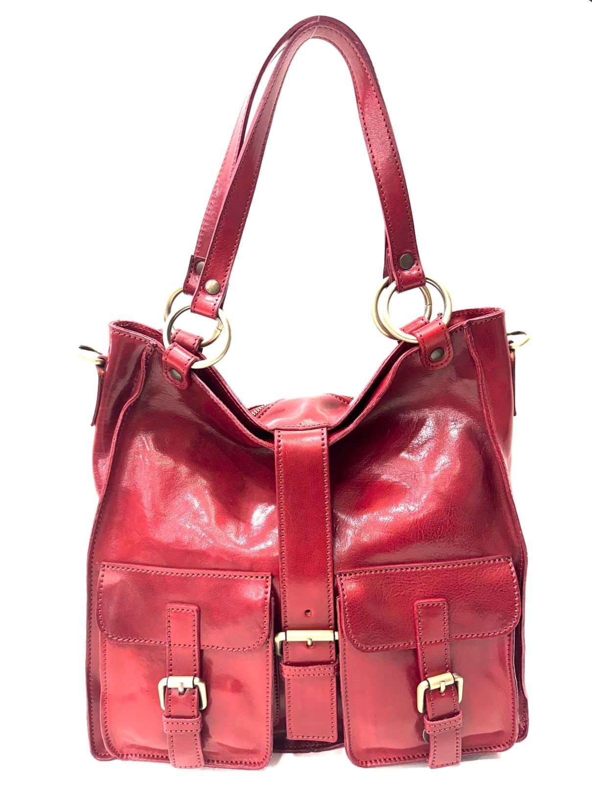 Borsa donna in vera pelle CHIAROSCURO mod. BETTY colore ROSSO Made in Italy