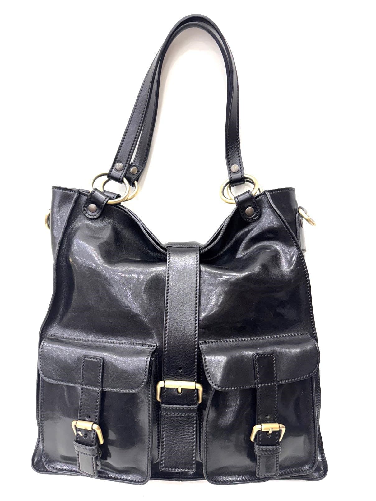 Borsa donna in vera pelle CHIAROSCURO mod. BETTY colore NERO Made in Italy