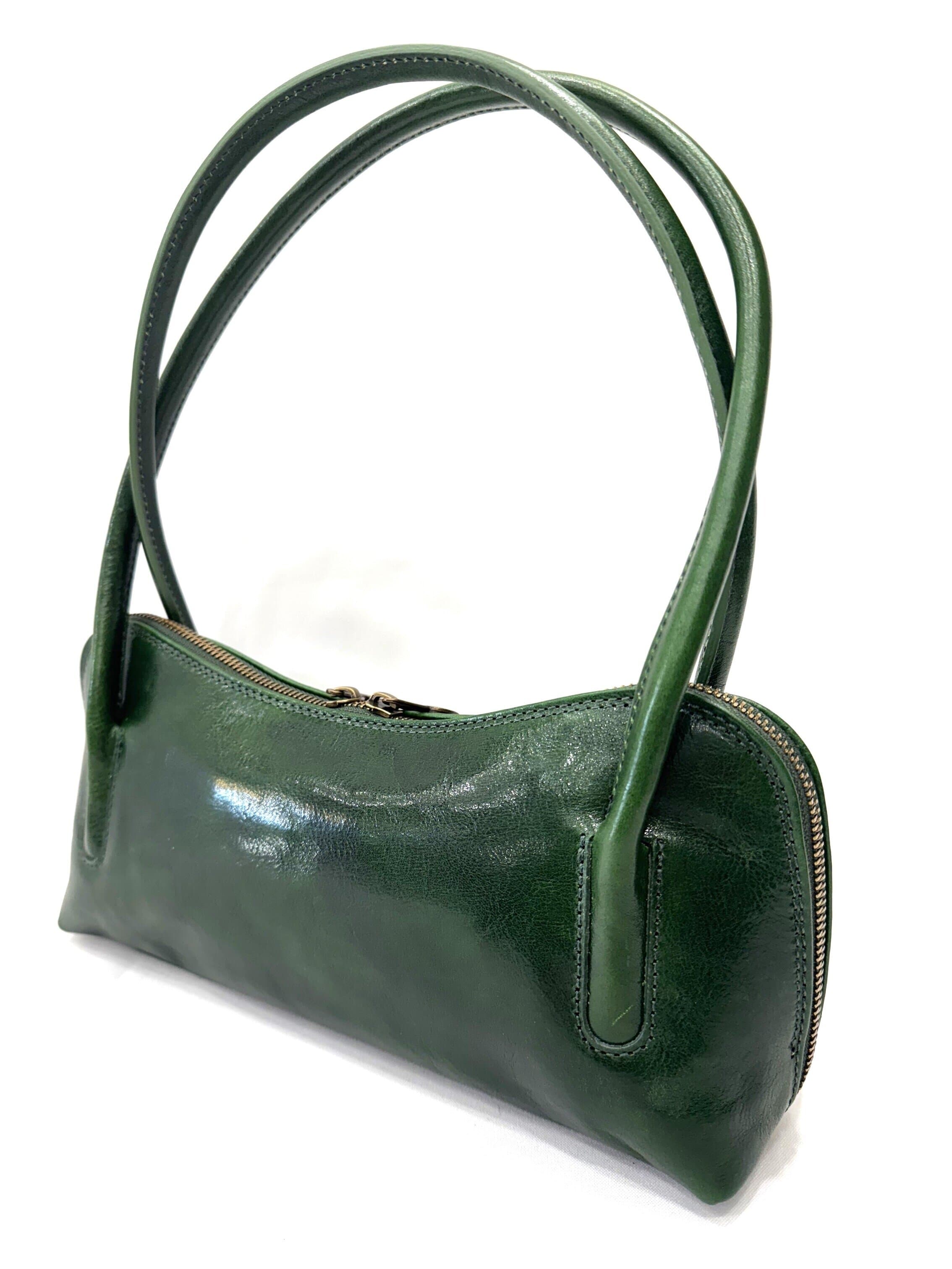 Borsa donna in vera pelle CHIAROSCURO mod. EDA colore VERDE, Made in Italy.