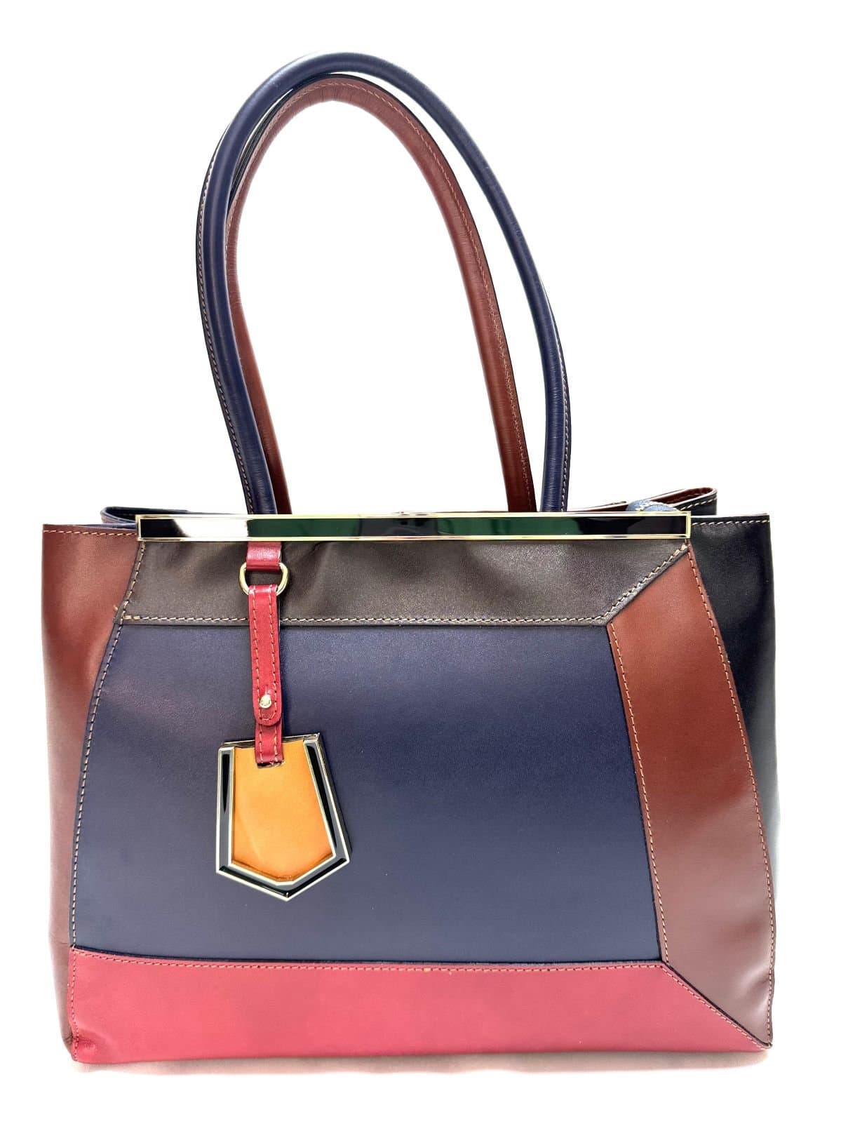 Borsa donna in vera pelle CHIAROSCURO mod. HANA, base BLU, colore MULTICOLORE Made in Italy