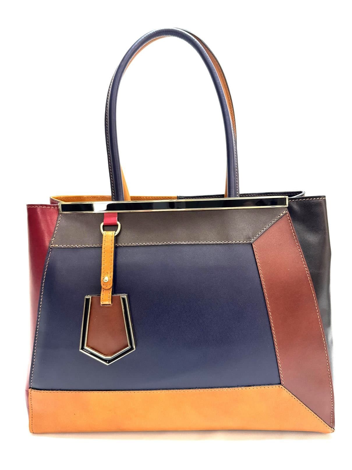 Borsa donna in vera pelle CHIAROSCURO mod. HANA, base blu scuro, colore MULTICOLORE Made in Italy - P000080