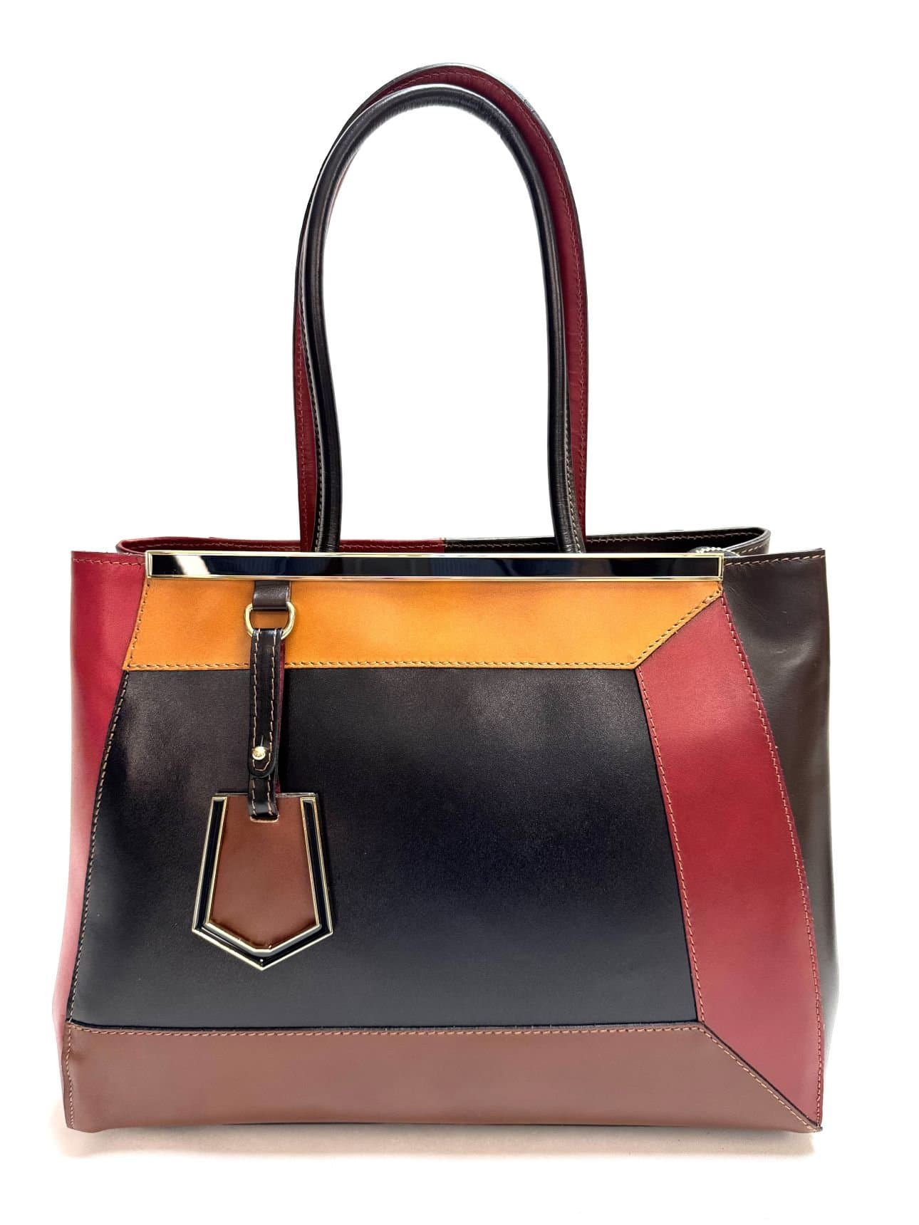 Borsa donna in vera pelle CHIAROSCURO mod. HANA, base nero, colore MULTICOLORE Made in Italy