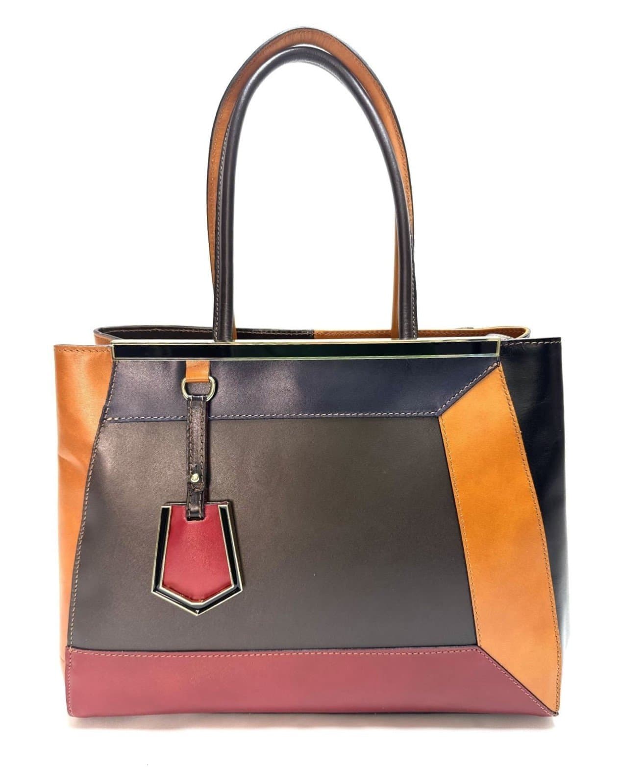 Borsa donna in vera pelle CHIAROSCURO mod. HANA, base TESTA MORO, colore MULTICOLORE Made in Italy
