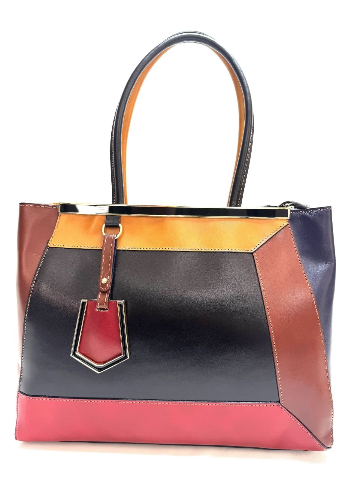 Borsa donna in vera pelle CHIAROSCURO. mod. HANA, base nero, colore MULTICOLORE Made in Ital