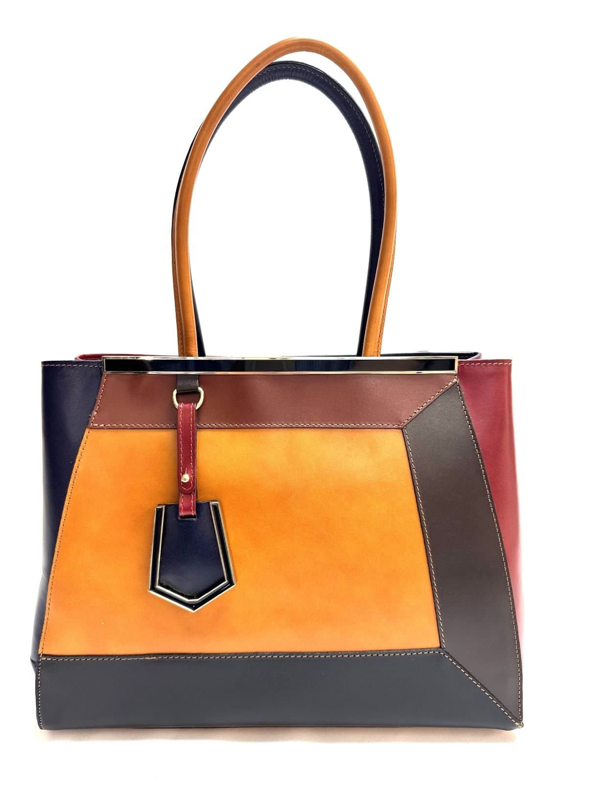 Borsa donna in vera pelle CHIAROSCURO. mod. HANA, base miele, colore MULTICOLORE Made in Italy