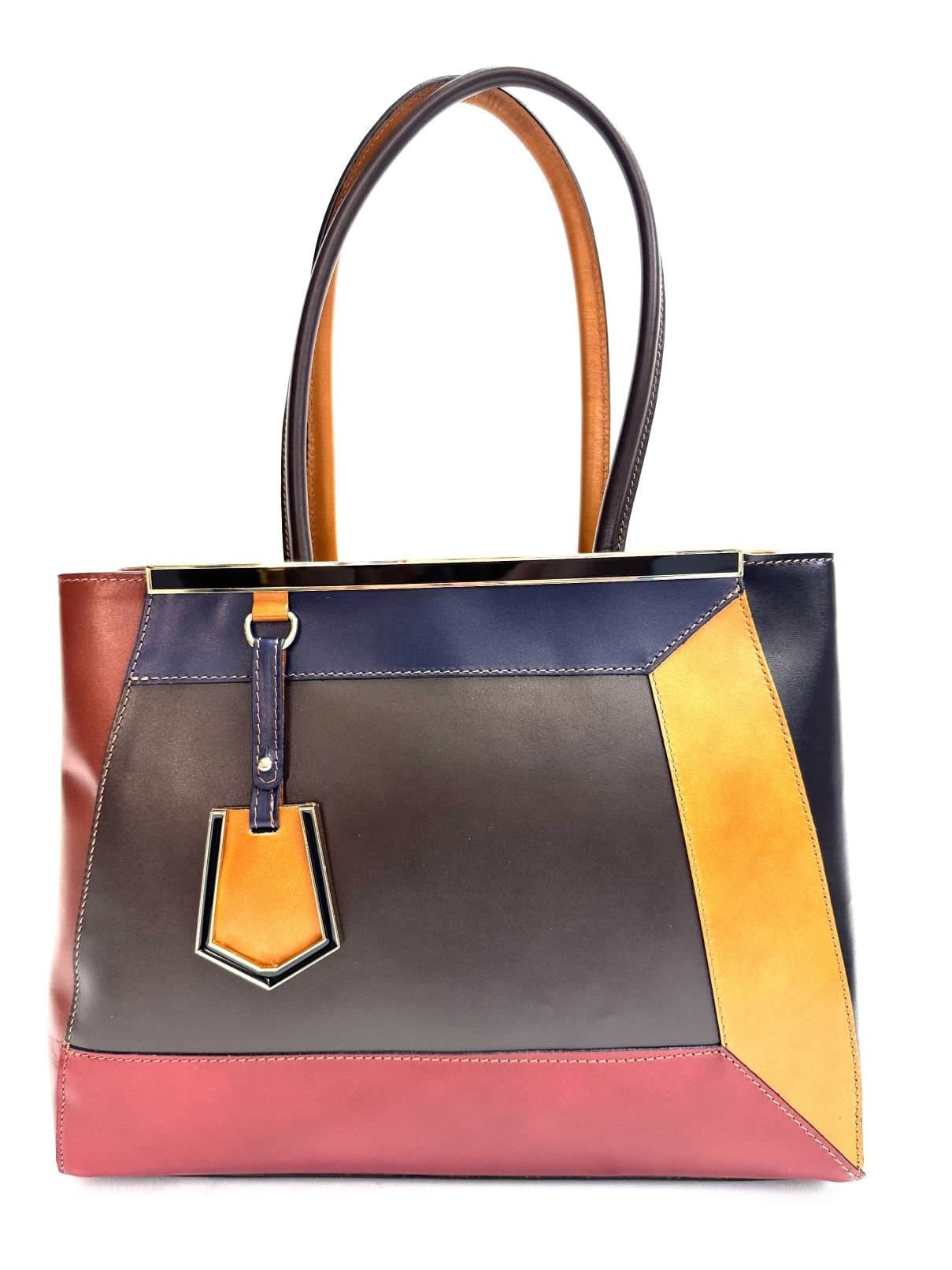 Borsa donna in vera pelle CHIAROSCURO mod. HANA, base TESTA MORO, colore MULTICOLORE Made in Italy