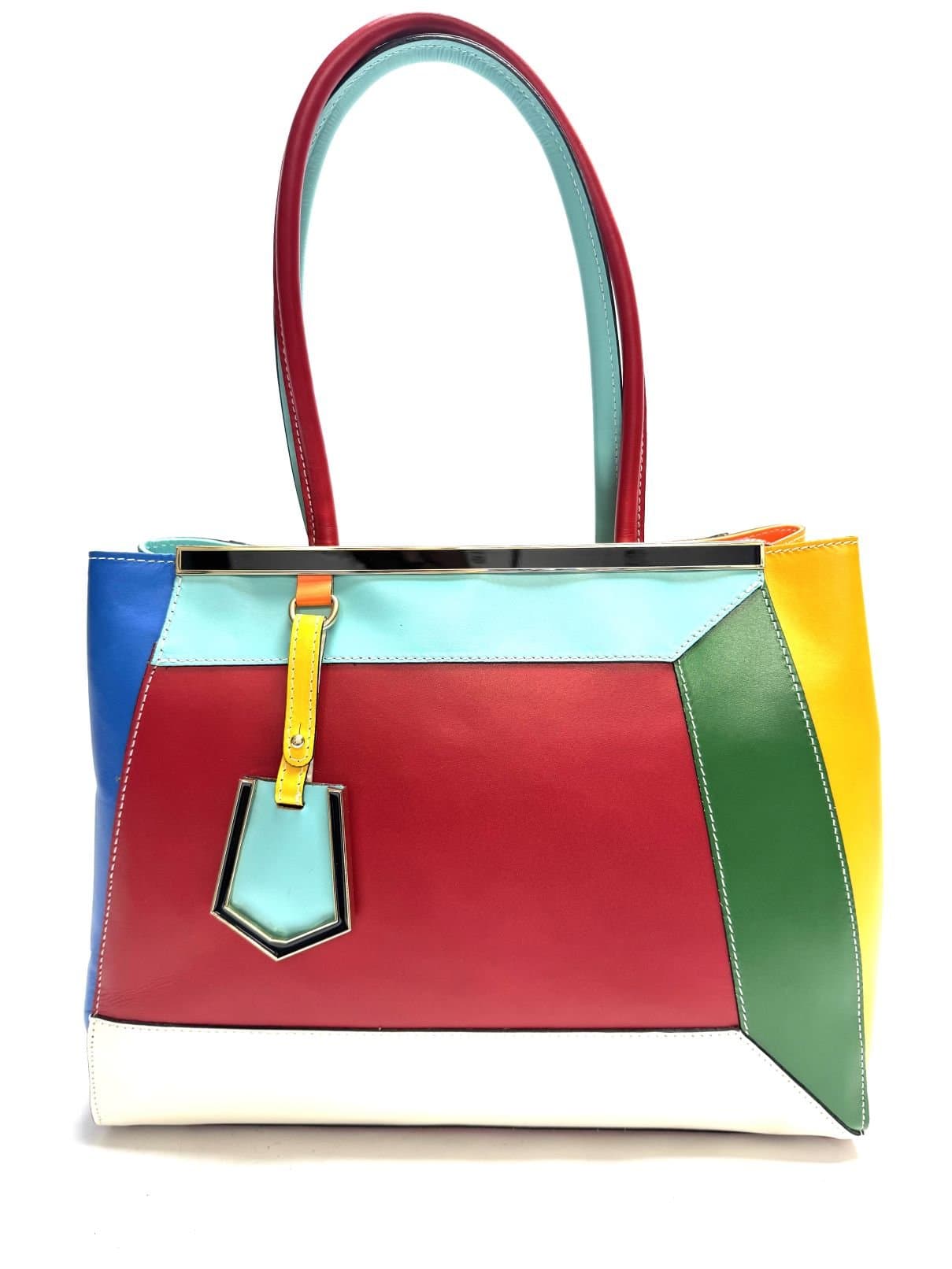 Borsa donna in vera pelle CHIAROSCURO mod. HANA, base roso, colore MULTICOLORE / ESTIVO, Made in Italy.