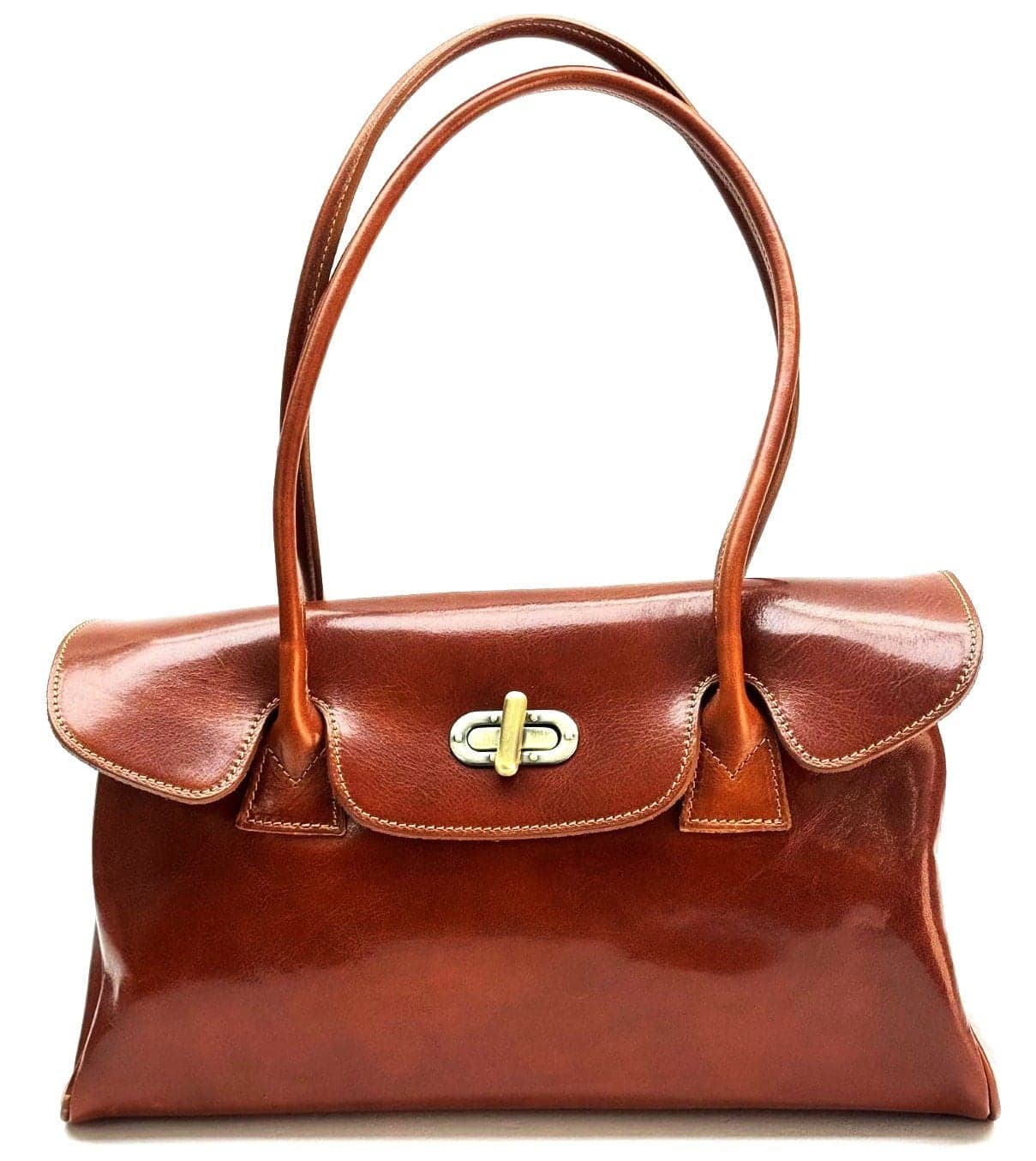 Borsa donna in vera pelle CHIAROSCURO mod. MARGHERITA colore MIELE Made in Italy