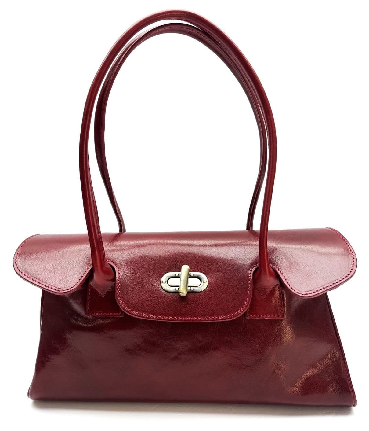 Borsa donna in vera pelle CHIAROSCURO mod. MARGHERITA colore ROSSO Made in Italy