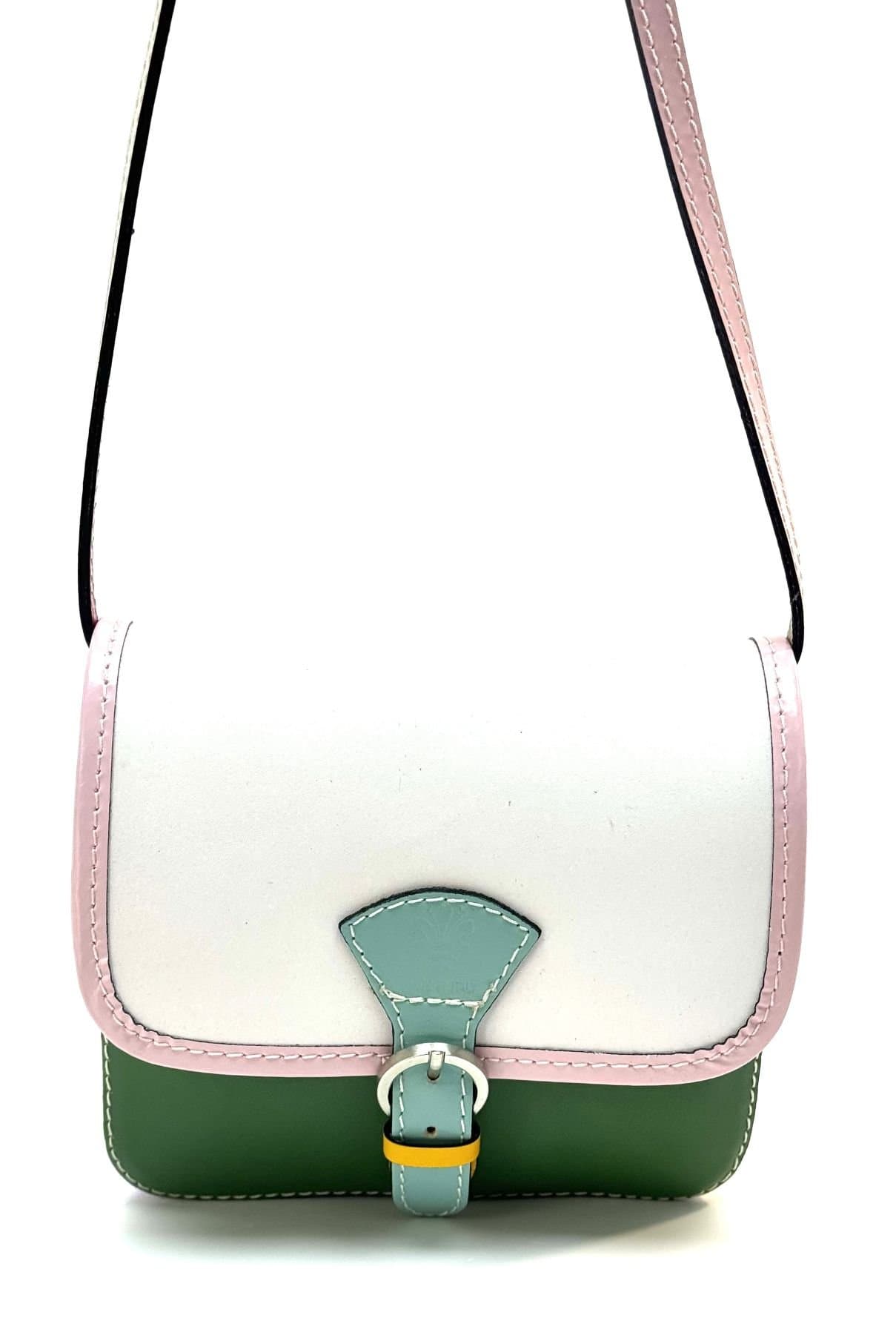 Borsa donna in vera pelle CHIAROSCURO mod. RAMONA colore MULTICOLORE RANDOM ESTIVO, Made in Italy - E52