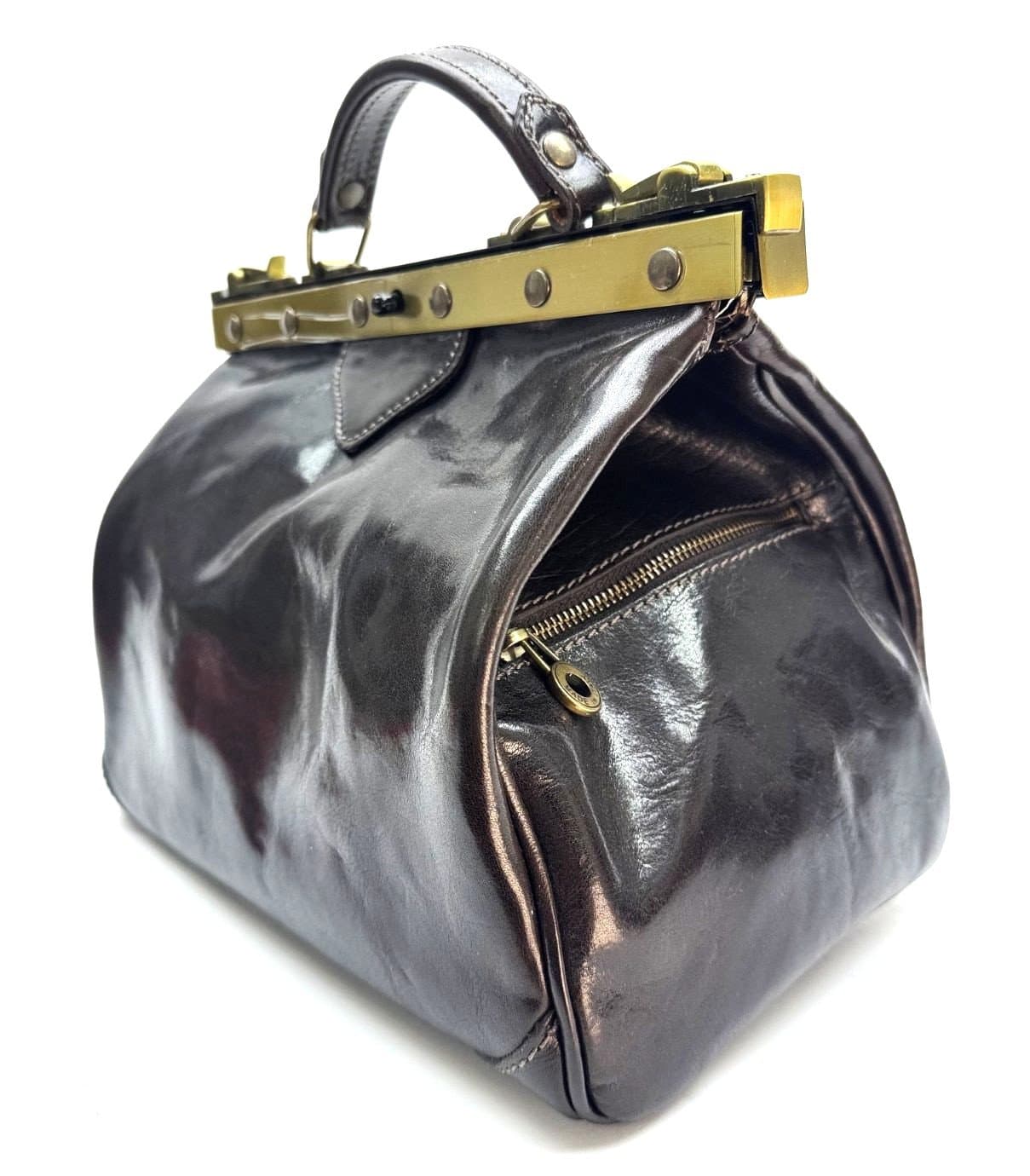 Borsa donna in vera pelle CHIAROSCURO mod. TARO colore TESTA DI MORO Made in Italy