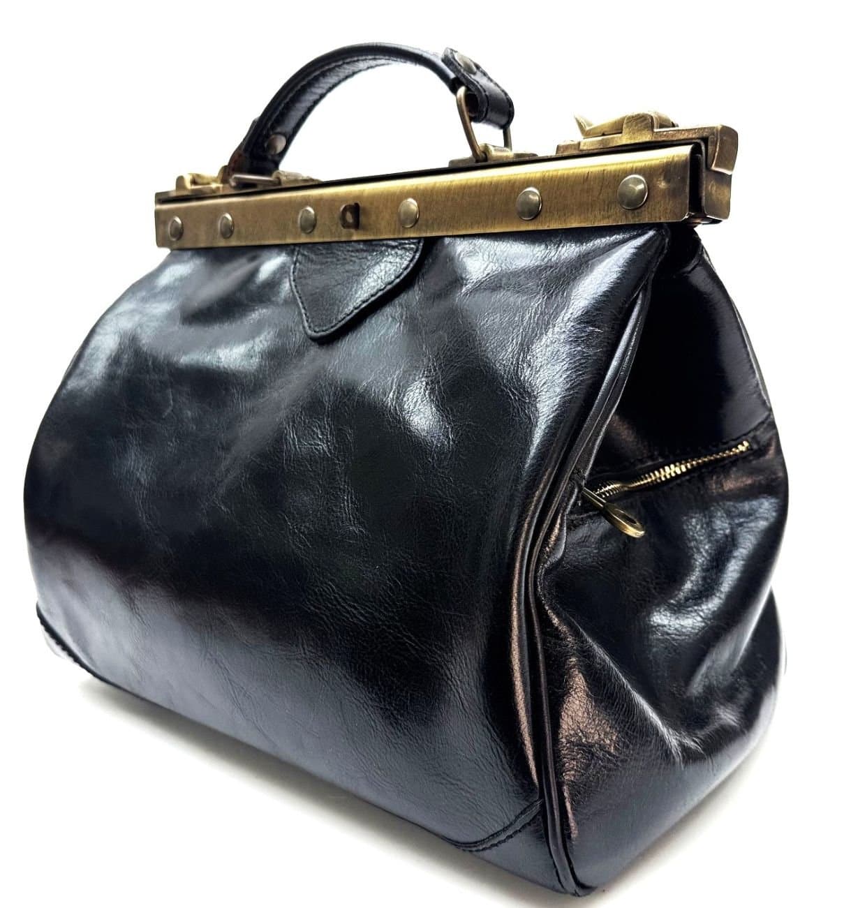 Borsa donna in vera pelle CHIAROSCURO mod. TARO colore NERO Made in Italy