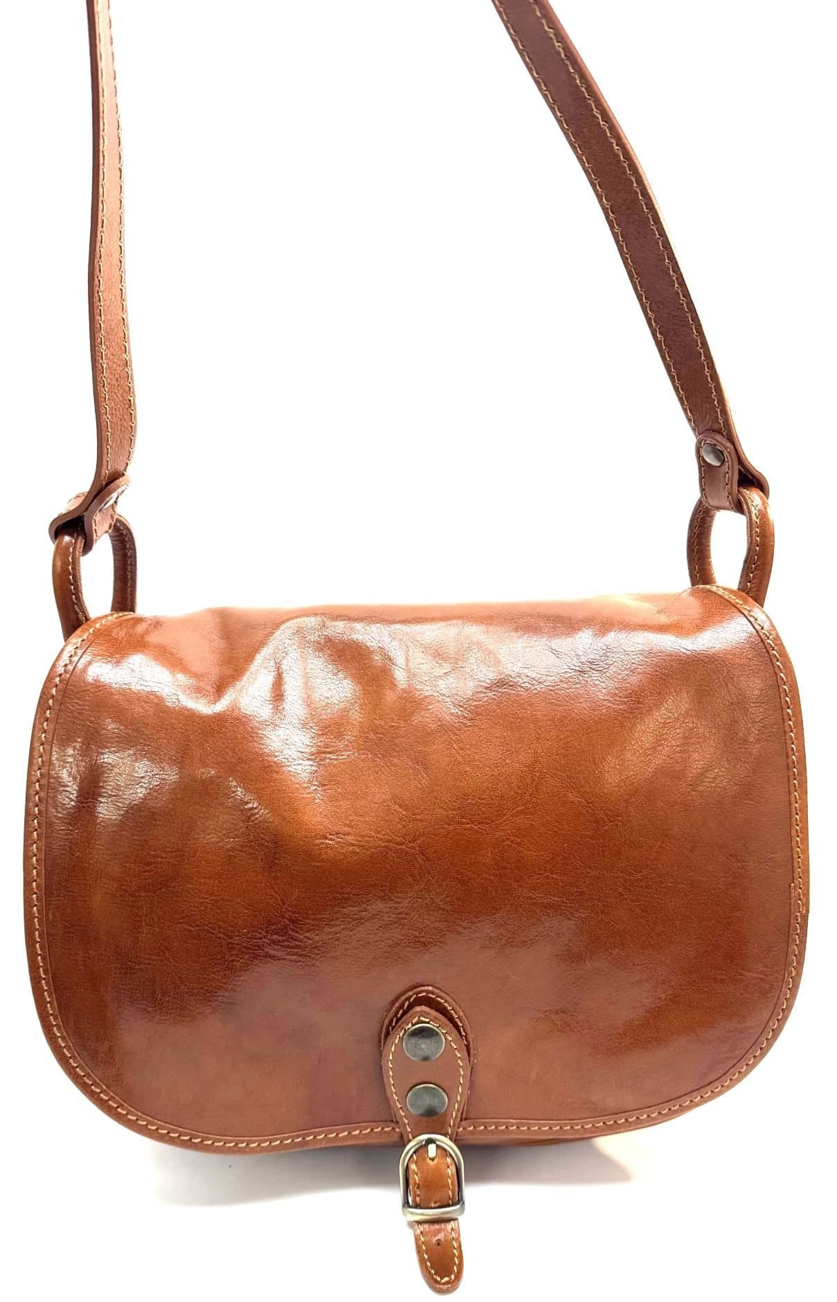 Borsa donna in vera pelle CHIAROSCURO mod. TERESA colore MIELE Made in Italy