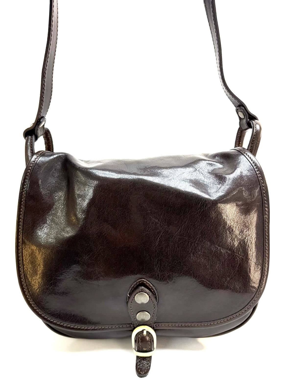 Borsa donna in vera pelle CHIAROSCURO mod. TERESA colore TESTA DI MORO Made in Italy