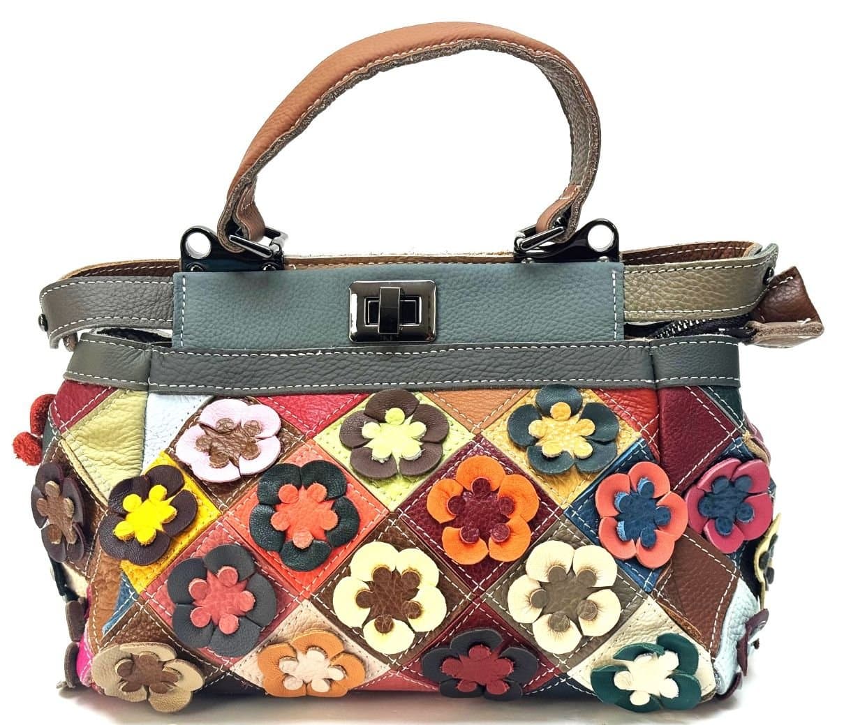 Borsa donna in vera pelle ARIANNA DINI mod. CAROLINA, MULTICOLORE