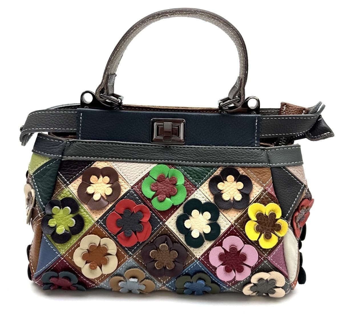 Borsa donna in vera pelle ARIANNA DINI mod. CAROLINA, MULTICOLORE.