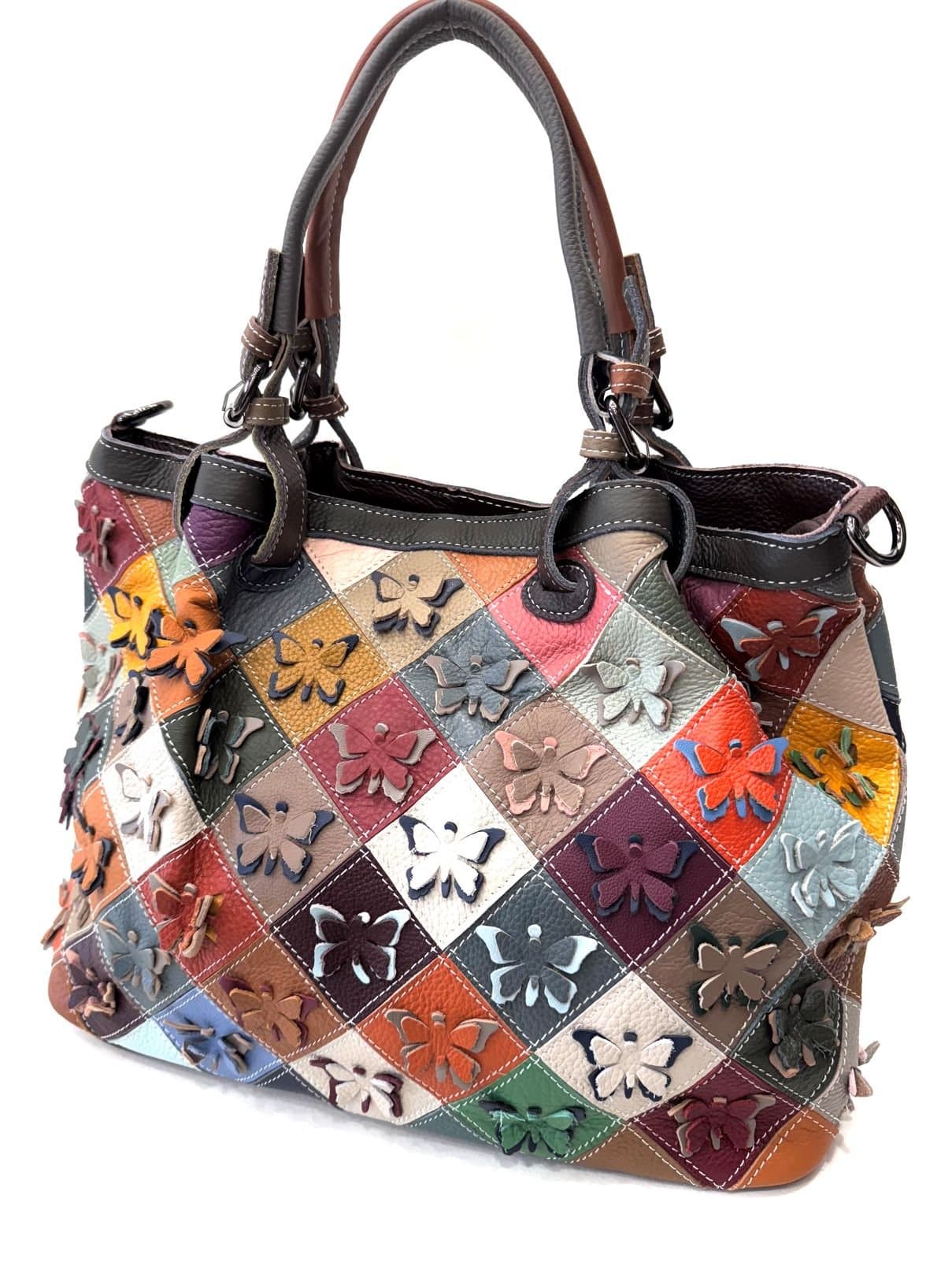 Borsa donna in vera pelle ARIANNA DINI mod. CHLOE, MULTICOLORE - FARFALLE