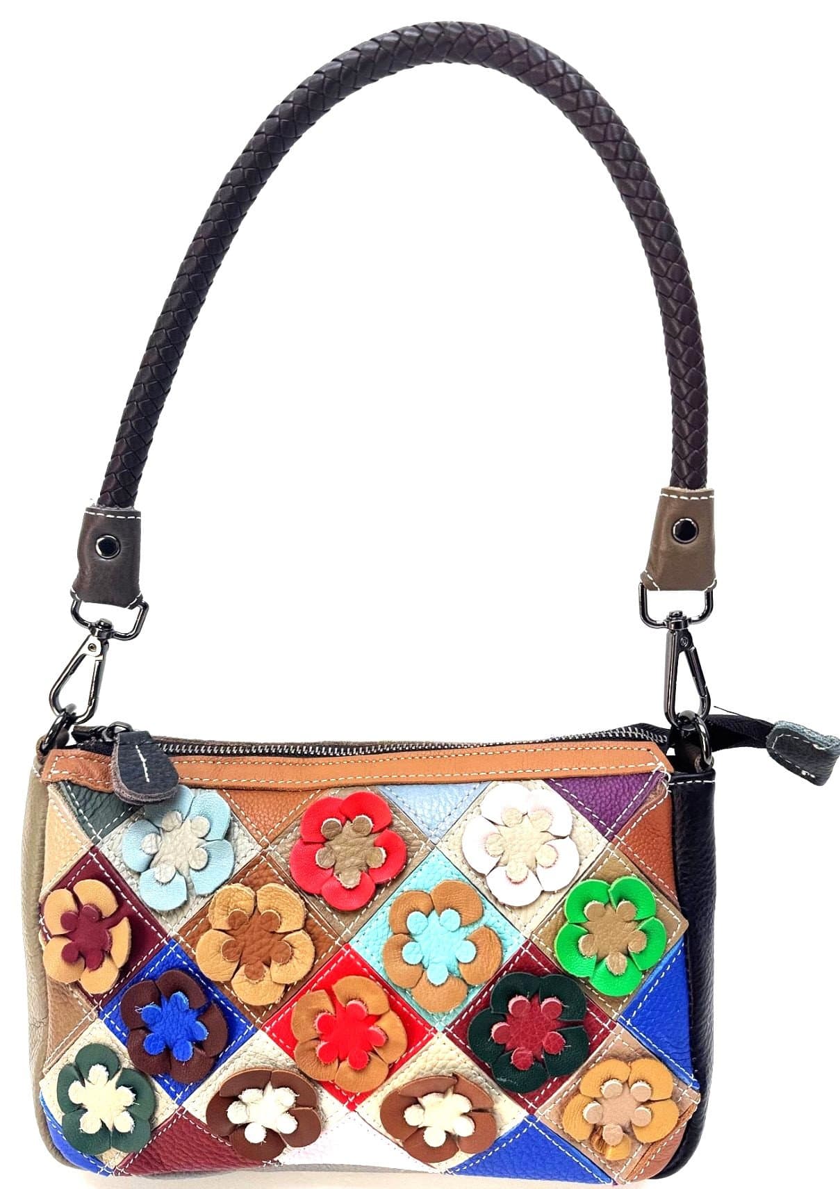 Borsa donna in vera pelle ARIANNA DINI mod. ELDA, MULTICOLORE RANDOM - FIORE