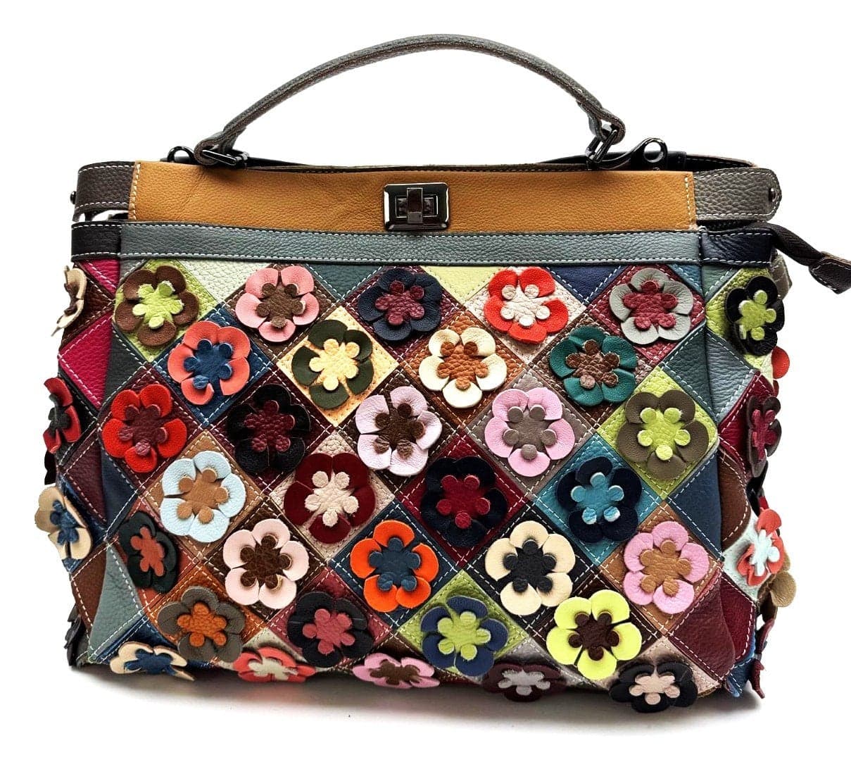 Borsa donna in vera pelle ARIANNA DINI mod. ELISABETTA, MULTICOLORE.