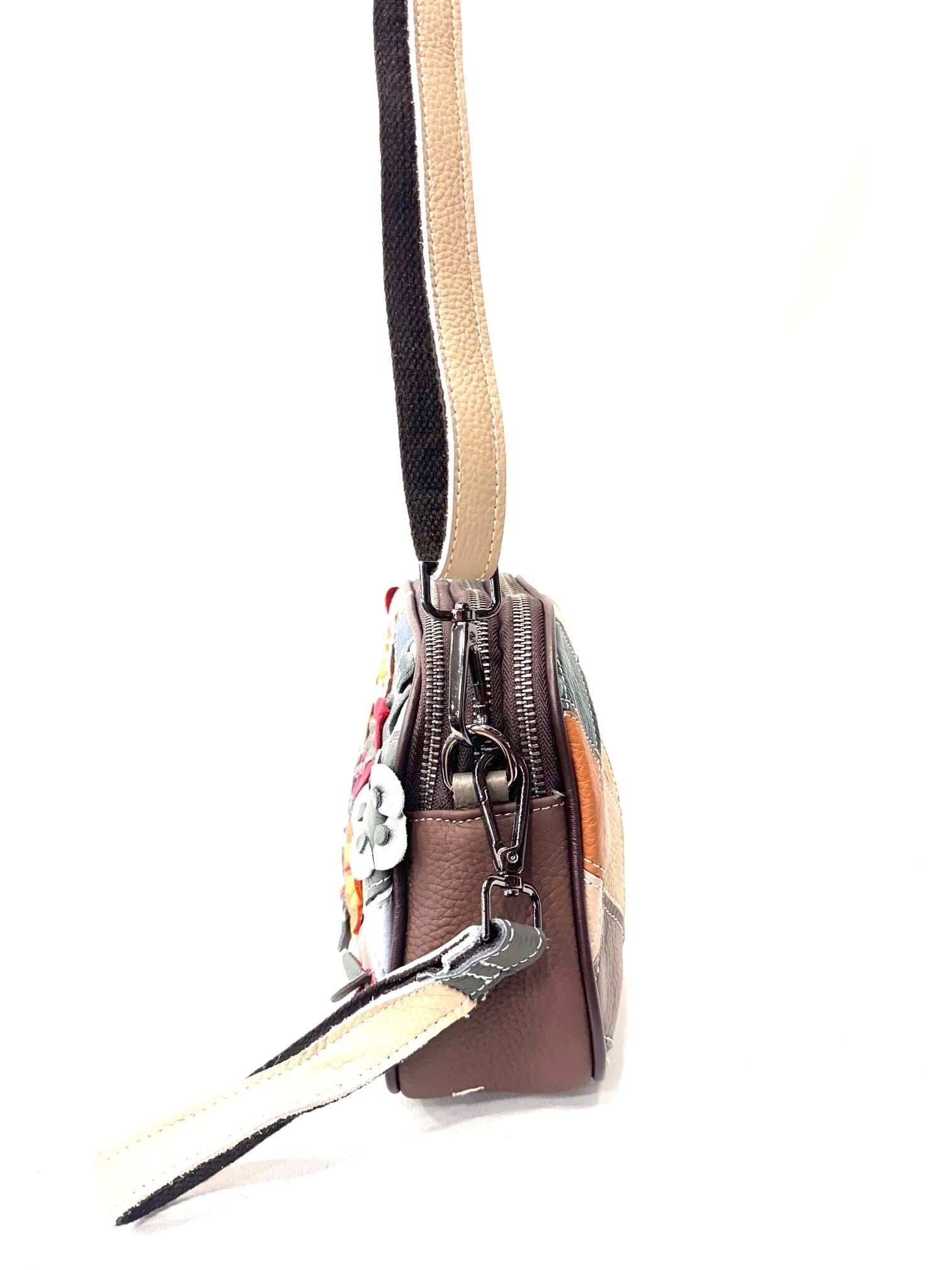 Borsa donna in vera pelle ARIANNA DINI mod. HARPER, MULTICOLORE lavorato con FIORI / RANDOM