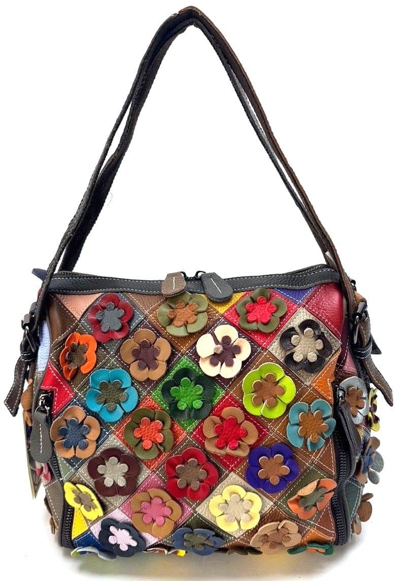 Borsa donna in vera pelle ARIANNA DINI mod. LIKA, MULTICOLORE