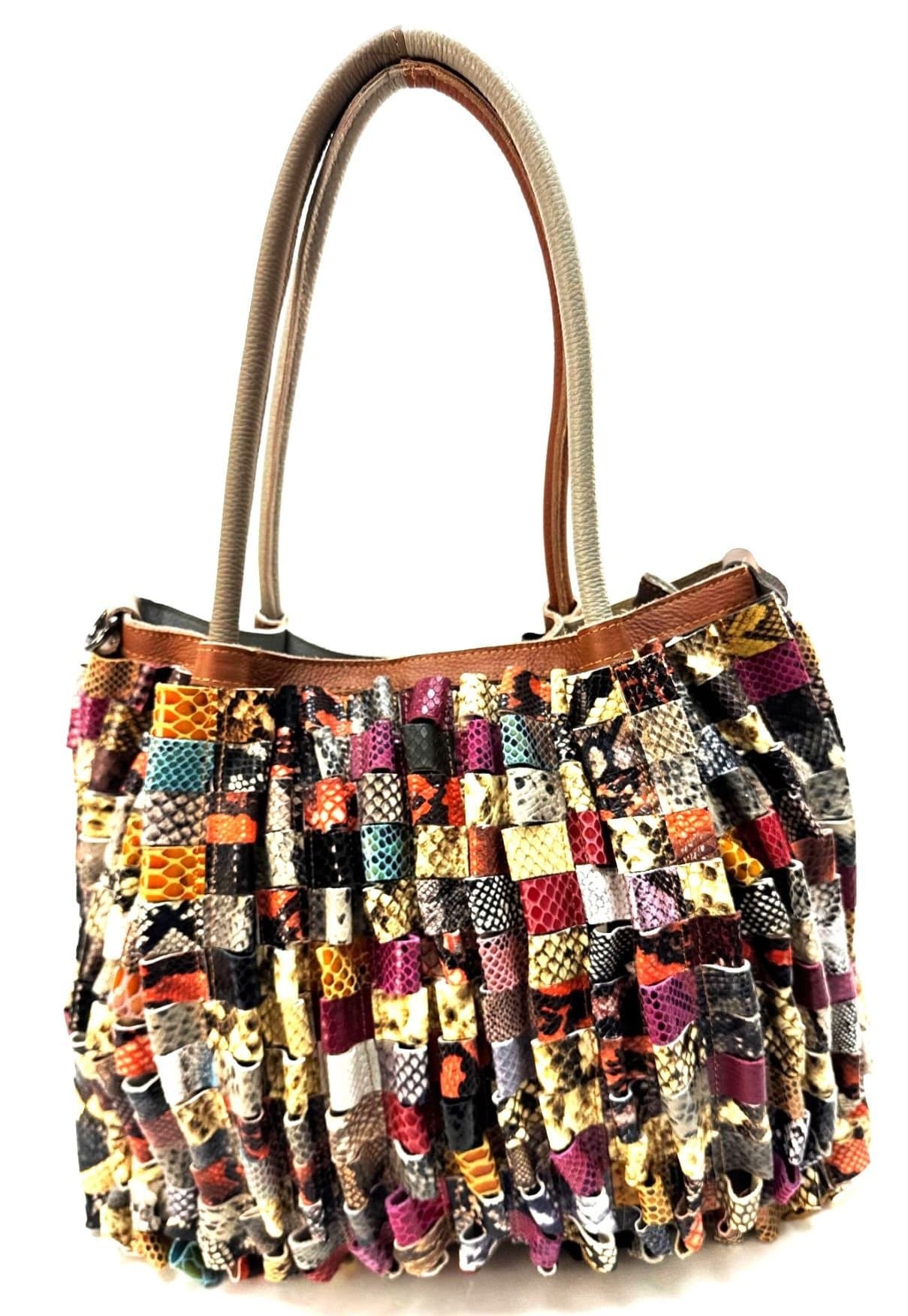 Borsa donna in vera pelle ARIANNA DINI mod. TULLIA, MULTICOLORE