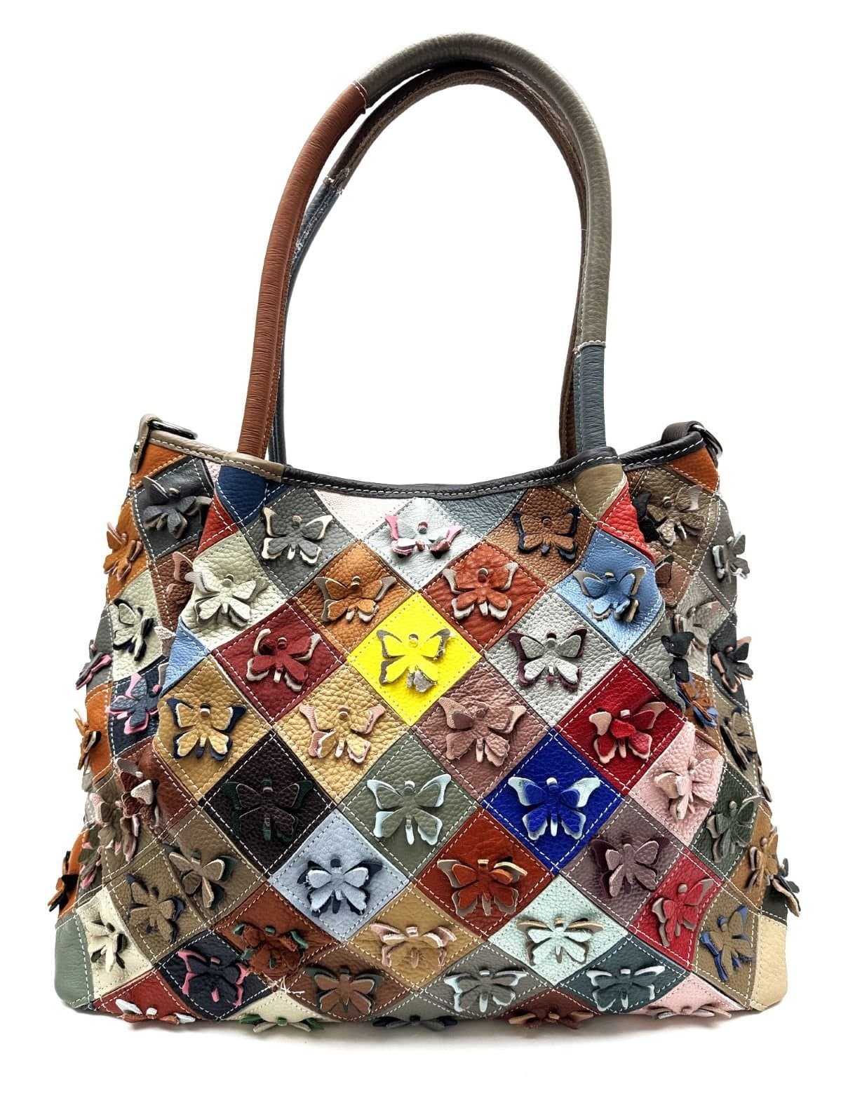 Borsa donna in vera pelle ARIANNA DINI mod. TULLIA farfalle, MULTICOLORE