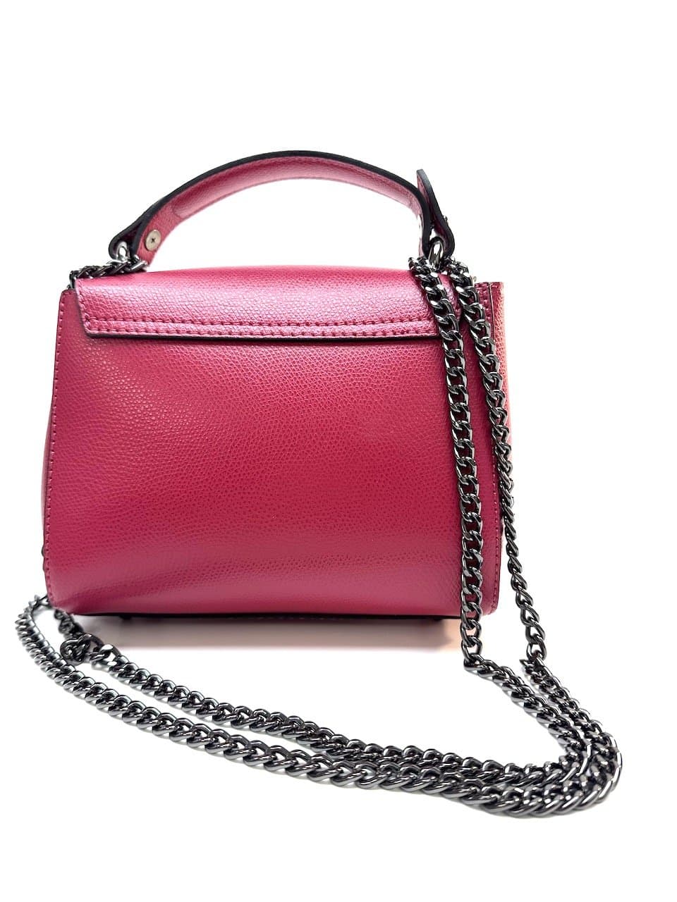 Borsa donna in vera pelle, CHIARO SCURO, mod AGNES colore fucsia, Made in Italy