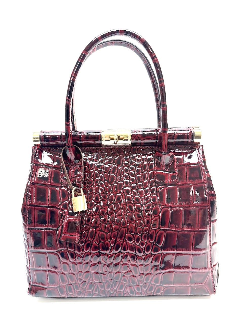 Borsa donna in vera pelle CHIAROSCURO mod. LEONA, colore BORDEAUX, Made in Italy