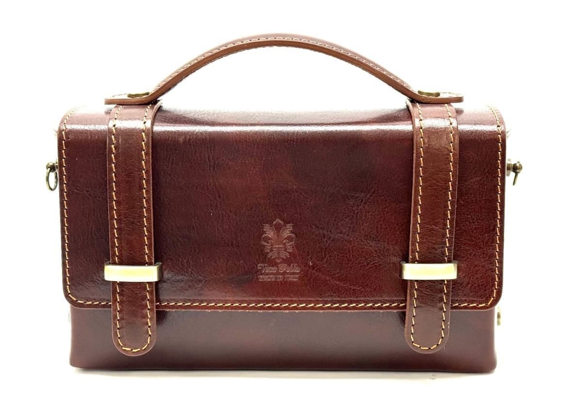 Borsa donna in vera pelle CHIAROSCURO mod. ARMONY colore MARRONE, Made in Italy.