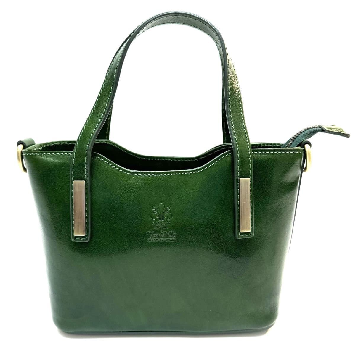 Borsa donna in vera pelle CHIAROSCURO mod. BEKY colore VERDE Made in Italy.