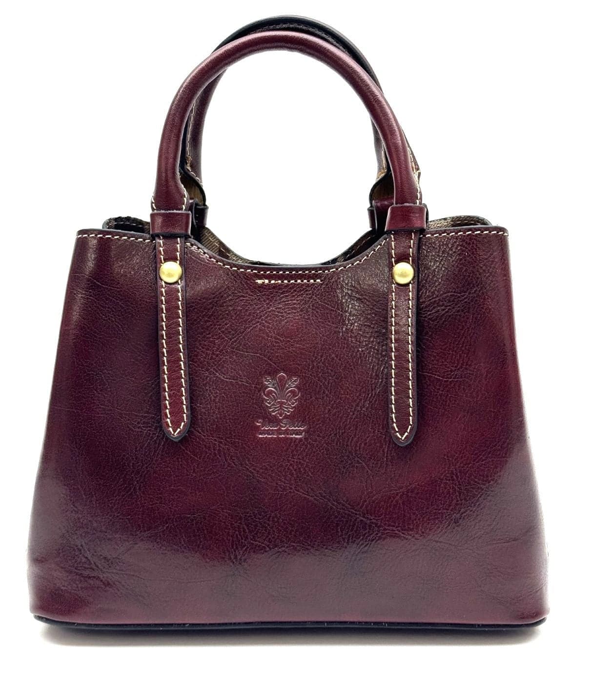 Borsa donna in vera pelle CHIAROSCURO mod. VIKY colore BORDEAUX, Made in Italy