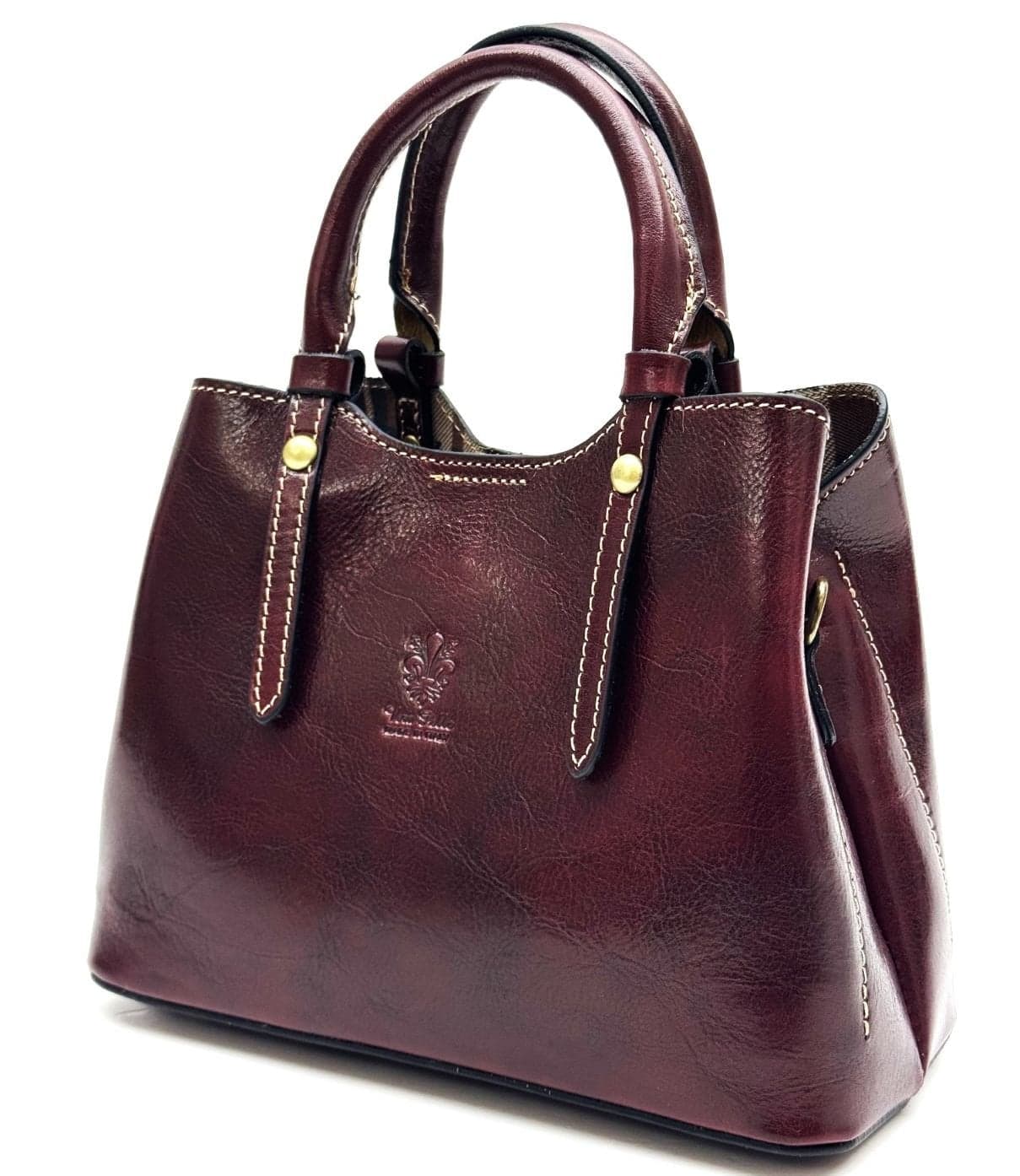 Borsa donna in vera pelle CHIAROSCURO mod. VIKY colore BORDEAUX, Made in Italy.