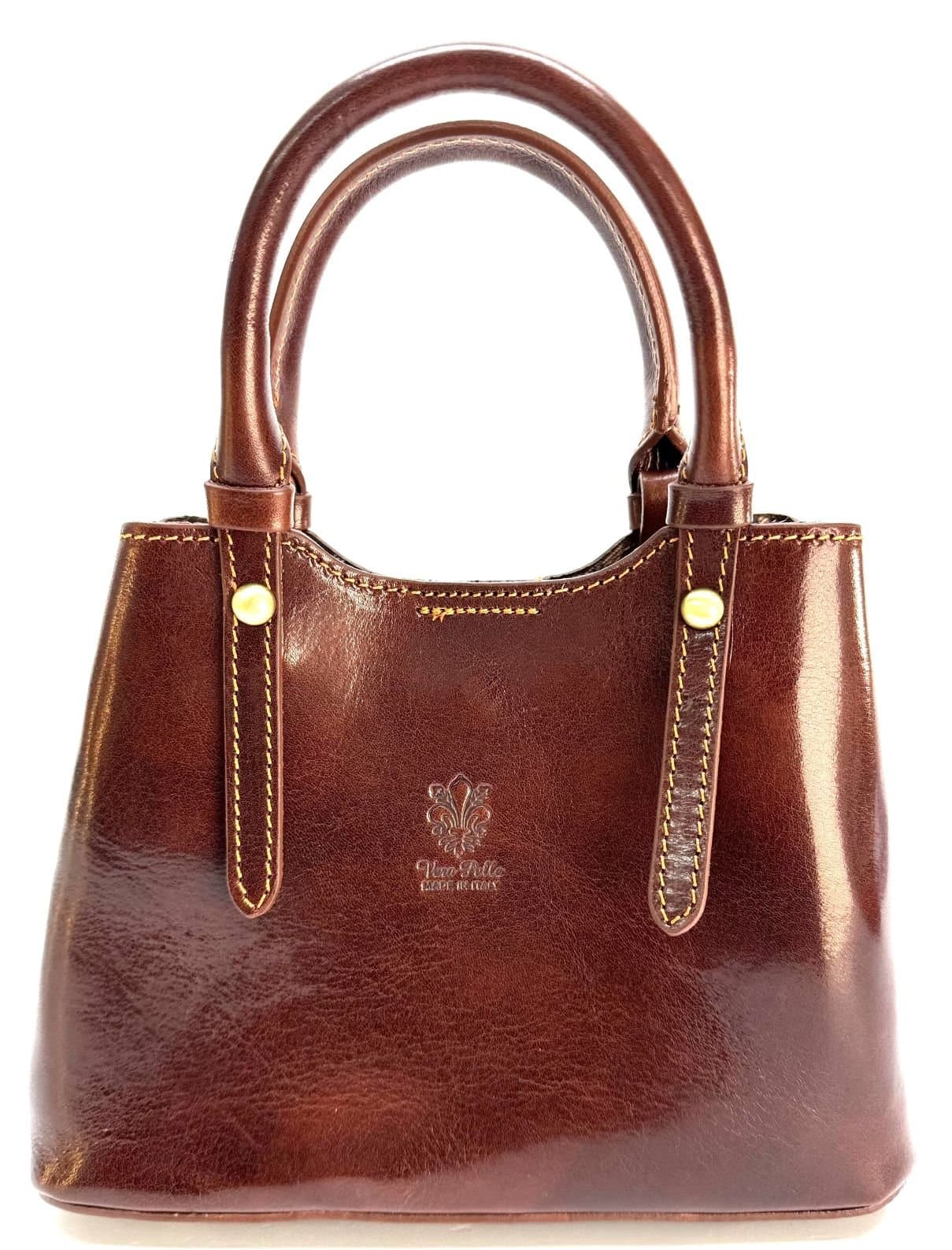 Borsa donna in vera pelle CHIAROSCURO mod. VIKY colore MARRONE Made in Italy.