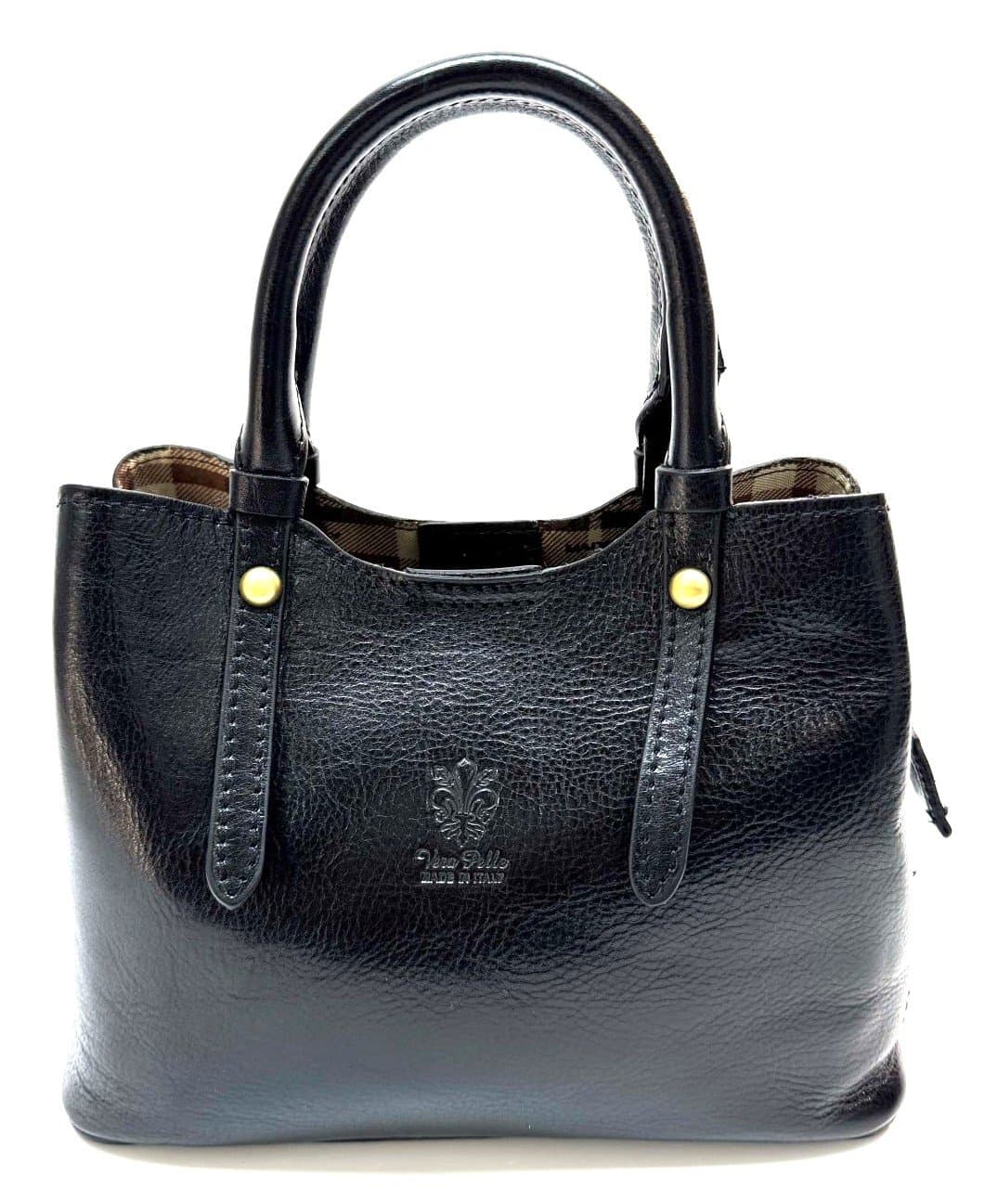 CHIAROSCURO women's bag in genuine leather mod. VIKY color BLACK, Made in Italy.