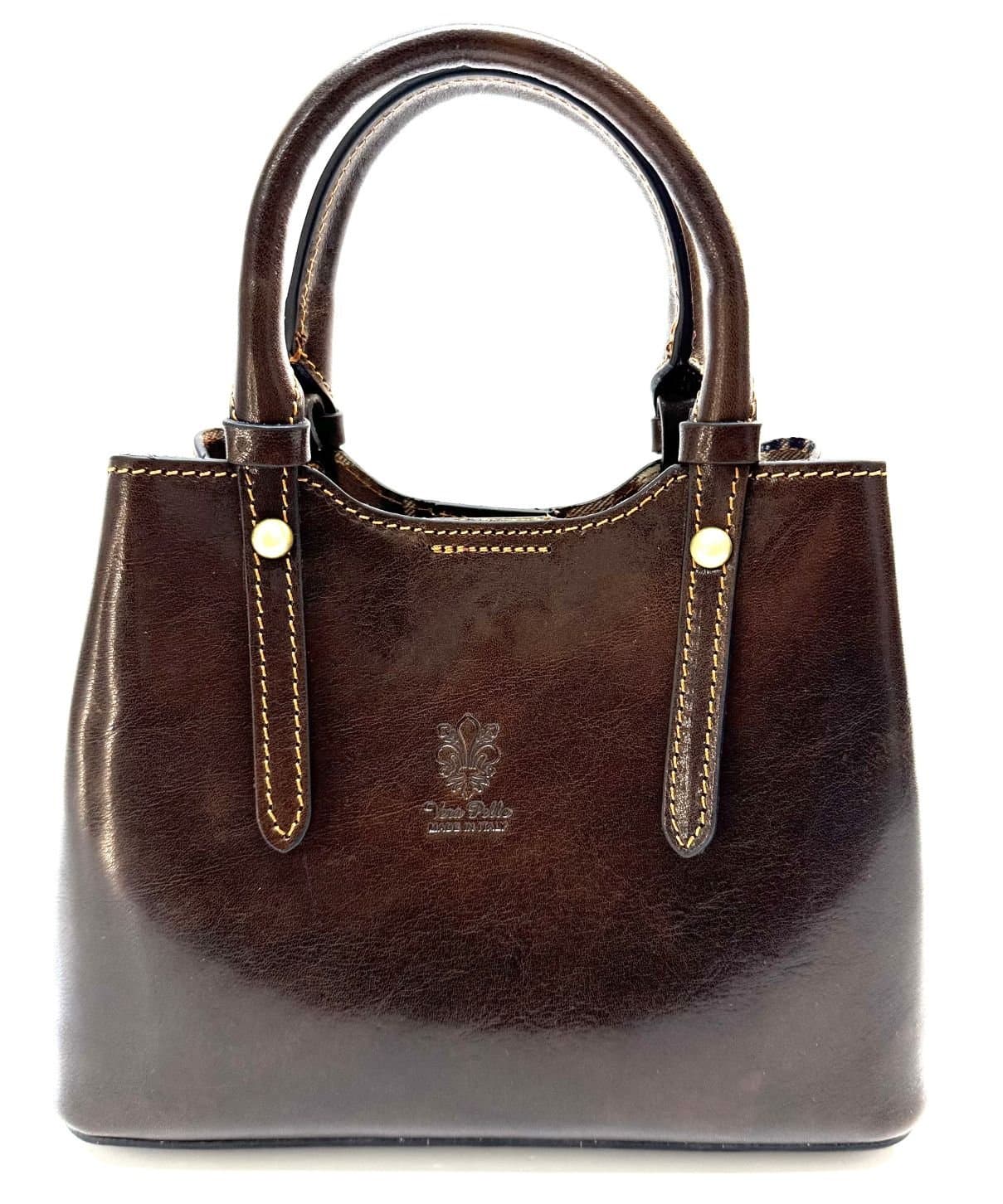 CHIAROSCURO women's bag in genuine leather mod. VIKY color dark bown, Made in Italy.