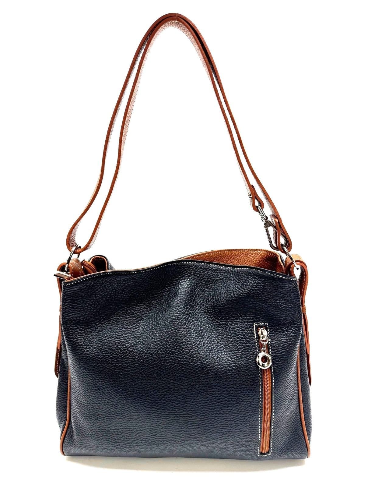 Borsa donna in vera pelle, CHIAROSCURO, mod ANGELINA colore nero, Made in Italy