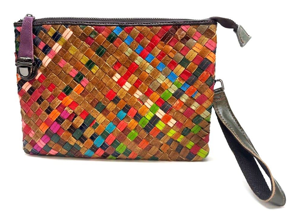 Borsa donna in vera pelle FREIA, colore MULTICOLOR - INTRECCIO, ARIANNA DINI