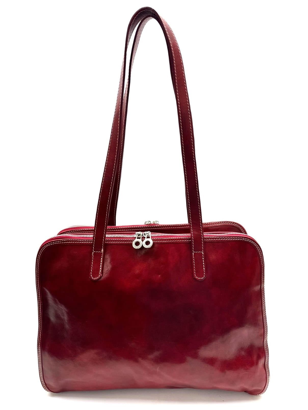 Borsa donna in vera pelle CHIAROSCURO mod. DORA colore ROSSO Made in Italy