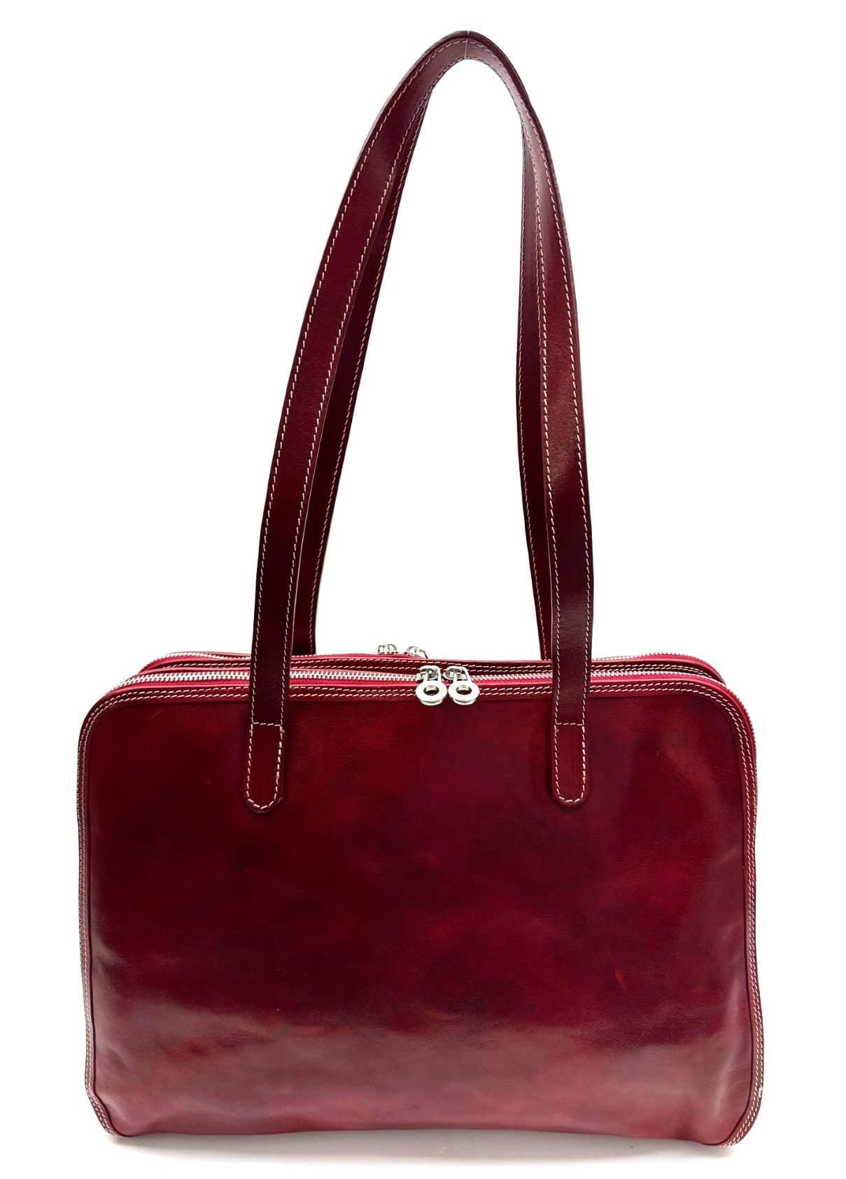 Borsa donna in vera pelle CHIAROSCURO mod. DORA colore ROSSO Made in Italy - P000368