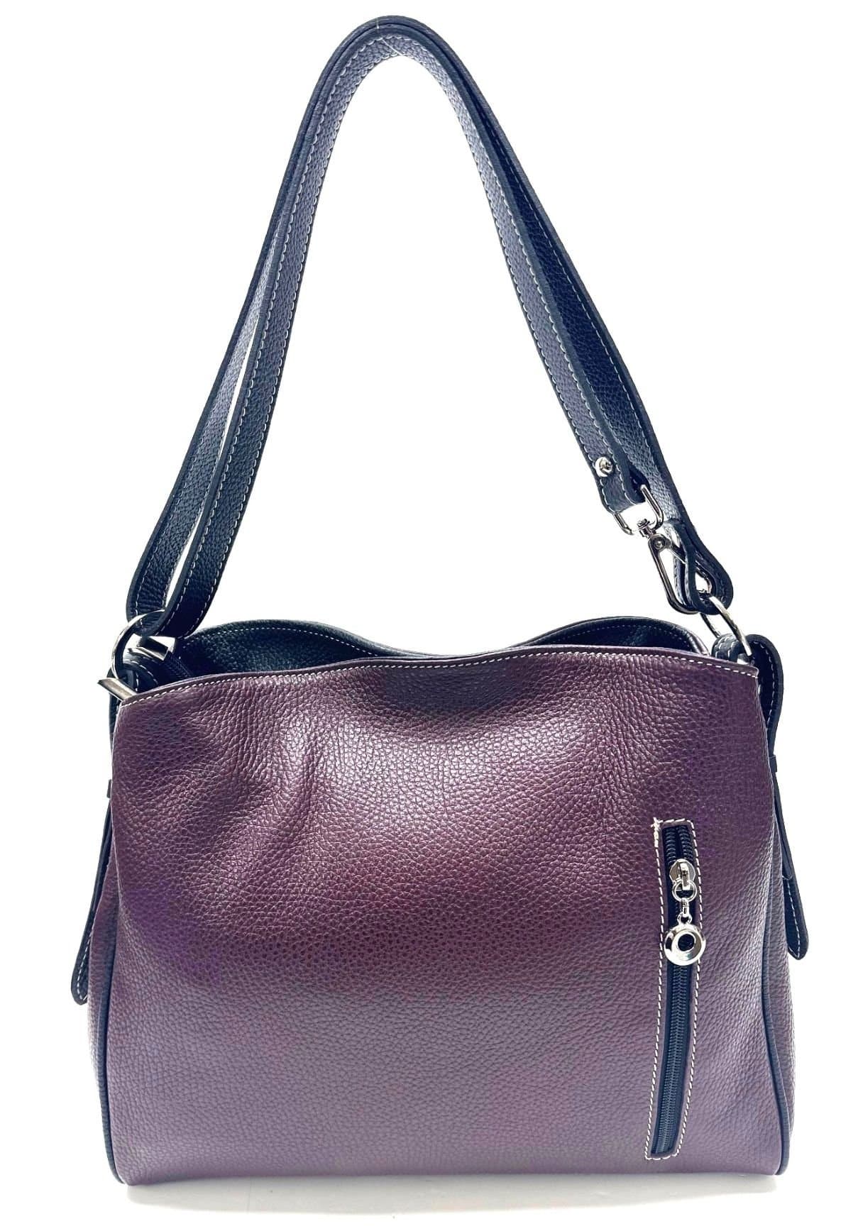 Borsa donna in vera pelle, CHIAROSCURO, mod ANGELINA colore BORDEAUX , Made in Italy