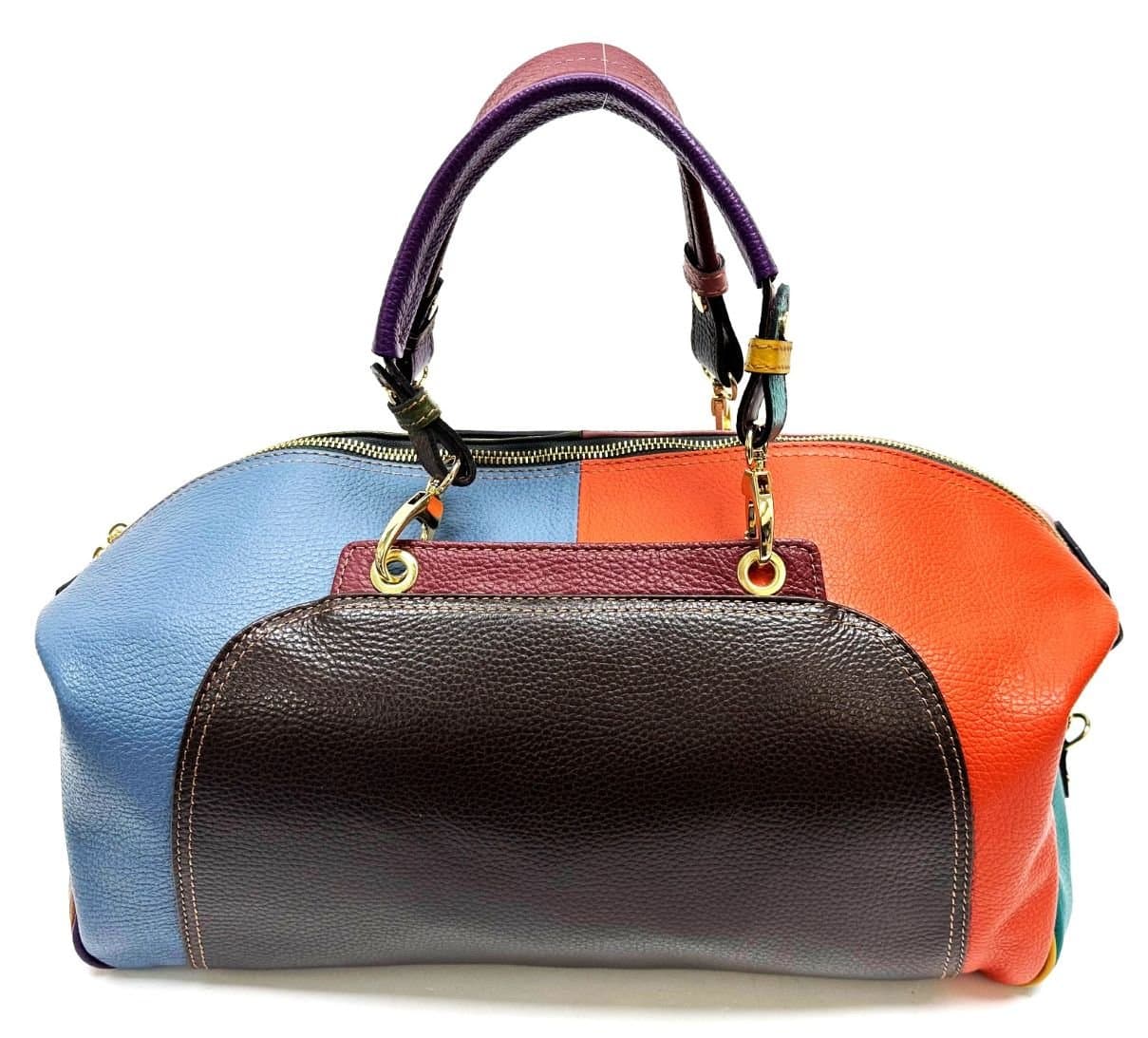 Borsa donna in vera pelle, CHIAROSCURO mod. ISABELLA, colore MULTICOLOR RANDOM, Made in Italy