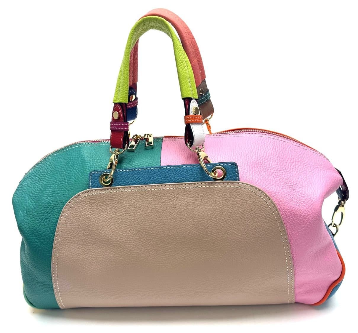 Borsa donna in vera pelle, CHIAROSCURO mod. ISABELLA, colore MULTICOLOR RANDOM, Made in Italy