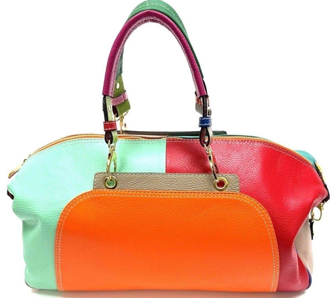 Borsa donna in vera pelle, CHIAROSCURO mod. ISABELLA, colore MULTICOLOR RANDOM, Made in Italy