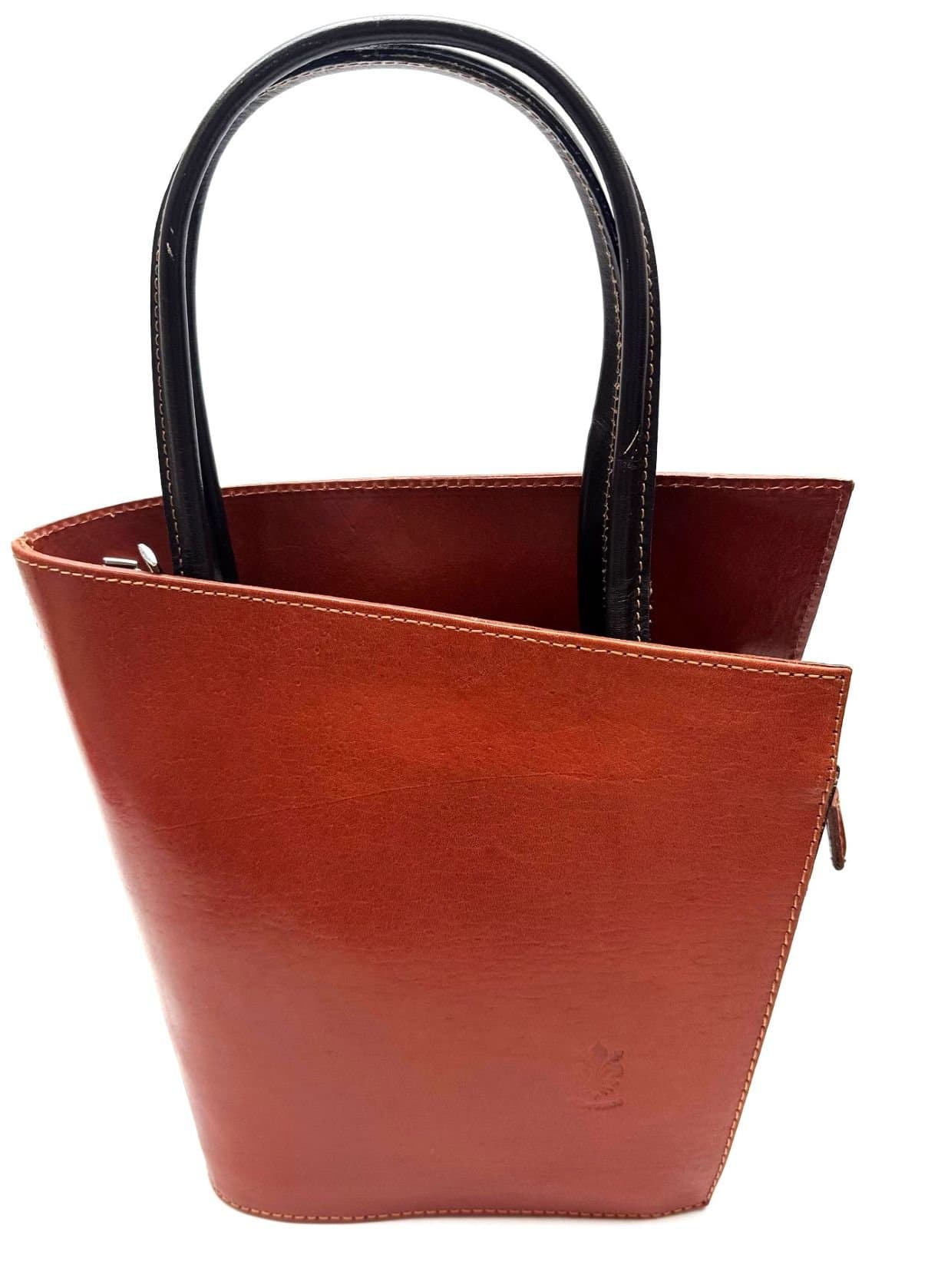 Borsa donna in vera pelle CHIAROSCURO mod. MEG, colore MIELE / TESTA DI MORO, Made in Italy