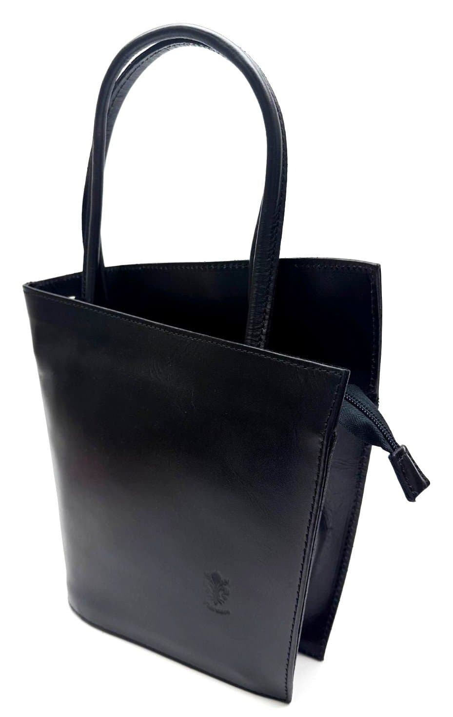 Borsa donna in vera pelle CHIAROSCURO mod. MEG, colore NERO, Made in Italy.
