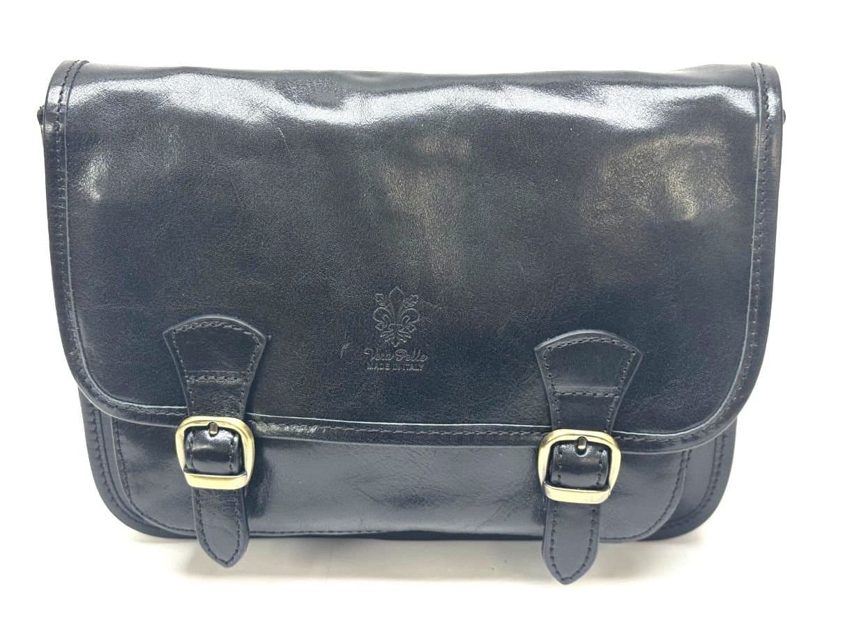 Borsa donna in vera pelle CHIAROSCURO mod. KIM colore NERO Made in Italy.