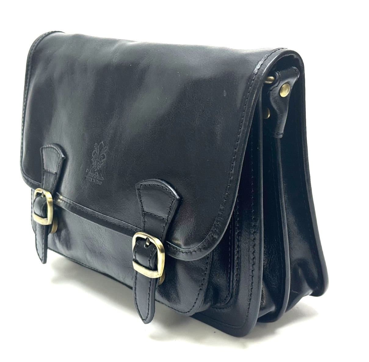 Borsa donna in vera pelle CHIAROSCURO mod. KIM colore NERO Made in Italy.